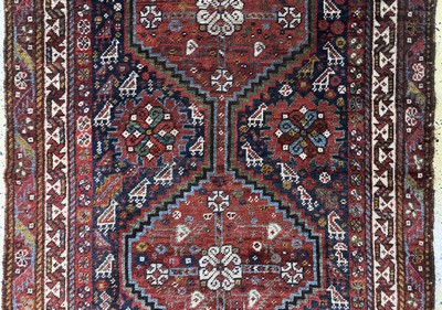 27062478b - Schiraz antik, Persien, 19.Jhd, Wolle auf Wolle, ca. 180 x 120 cm, EHZ: 2 Schätzpreis: ...