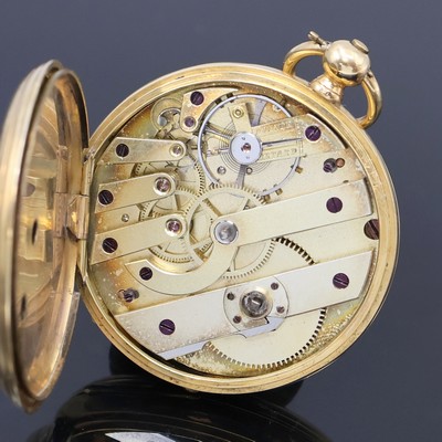 27062483g - ROBERT Geneve Herrensavonette in GG 750/000, Schweiz um 1860, Schlüsselaufzug, guill. ...