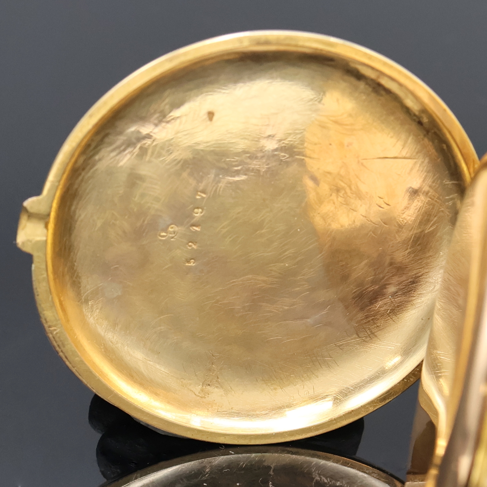 Detail b: Herrentaschenuhr mit Minutenrepetition in RG 750/000, Schweiz/Frankreich um 1900, glattes 2-Deckel Goldgeh. m. à-Goutte Schlüssen, 5- tlg. ...