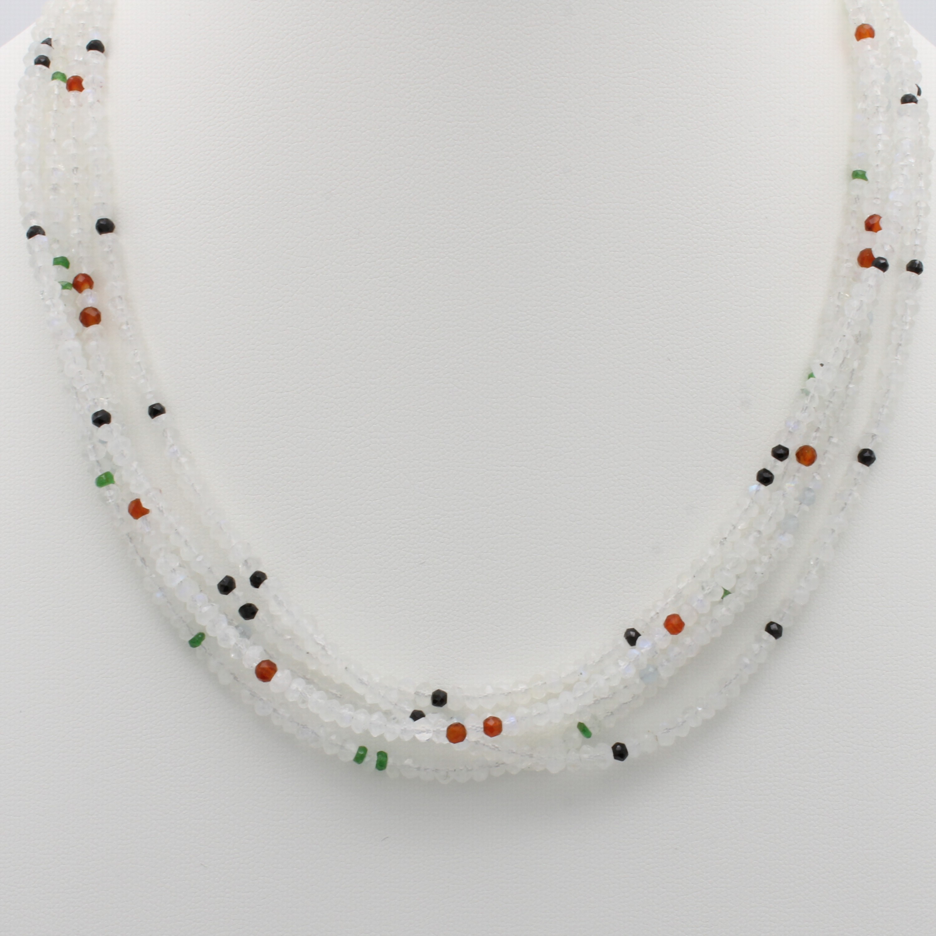 Image 27062549 - 5-reihige Kette mit Farbsteinen, Silber 925/000, Magnetschl., Aquamarine, Smaragde, ...