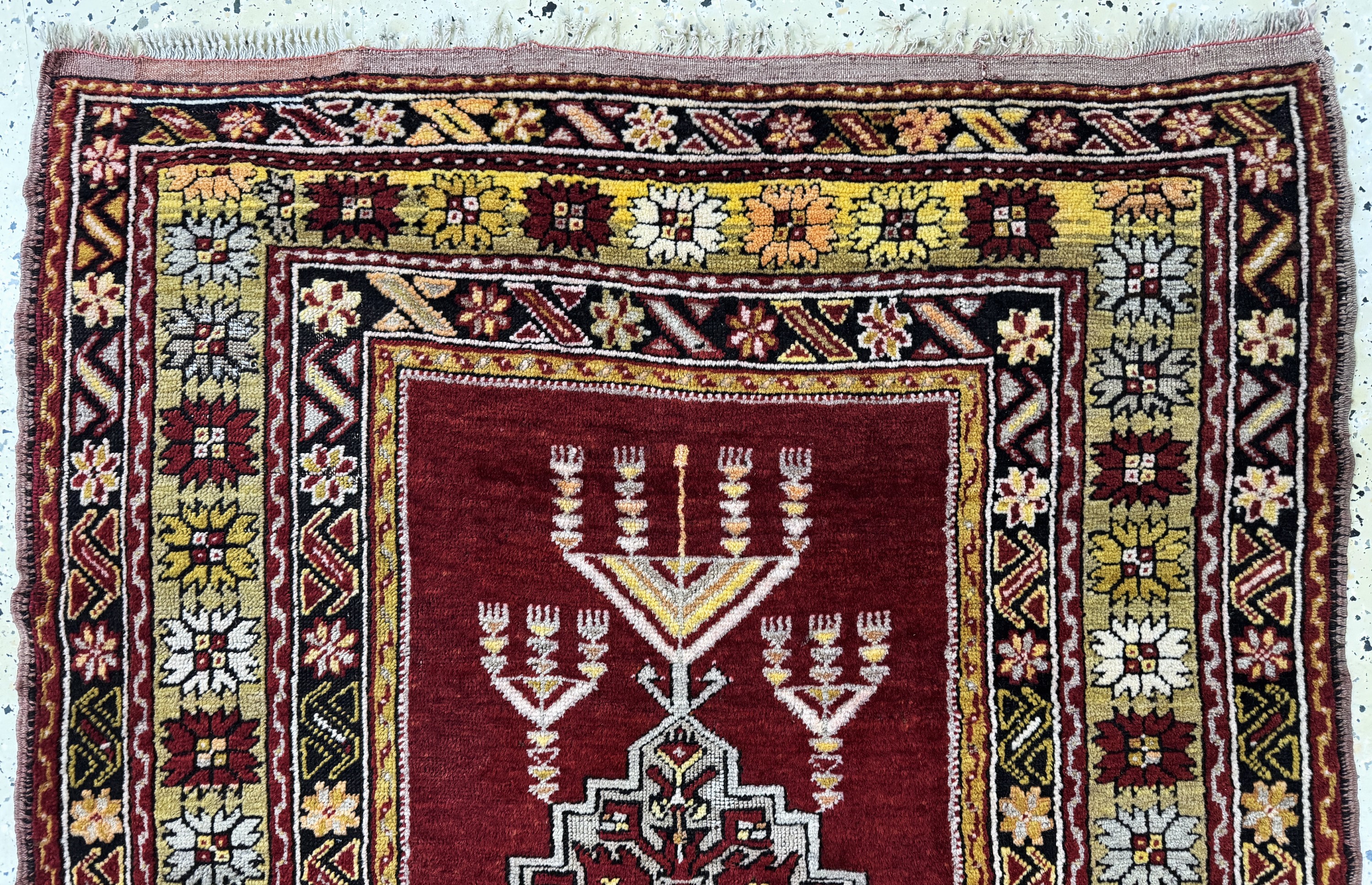 Detail a: Kirsehir antik, Türkei, um 1900, Wolle auf Wolle, ca. 160 x 115 cm, EHZ: 2(restauriert)