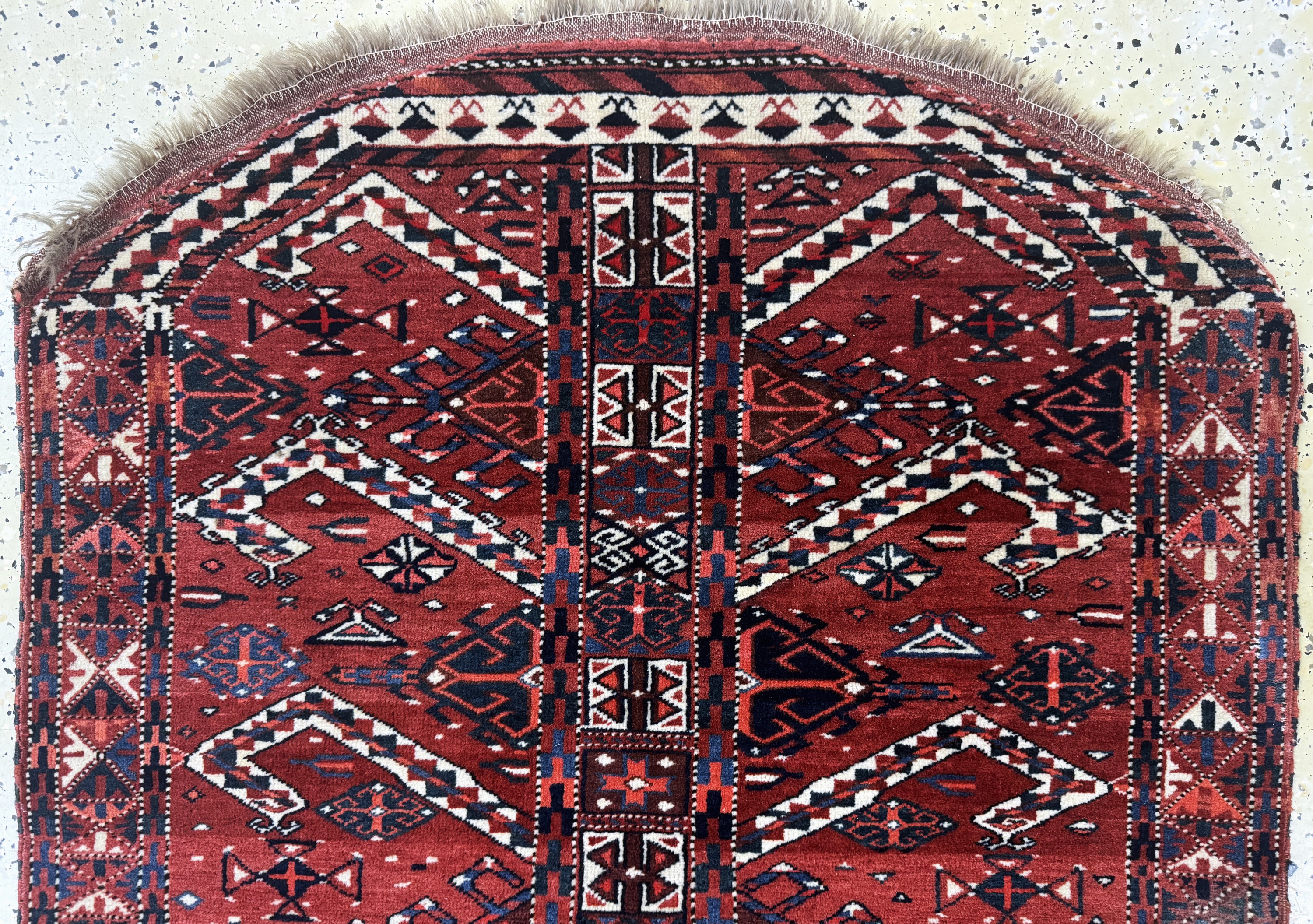 Detail a: Yomud"Salachak"antik, Turkmenistan, 19.Jhd,Wolle auf Wolle mit"Seiden-Highlight", ca. 125 x 90 cm, EHZ: 2(kleine ...