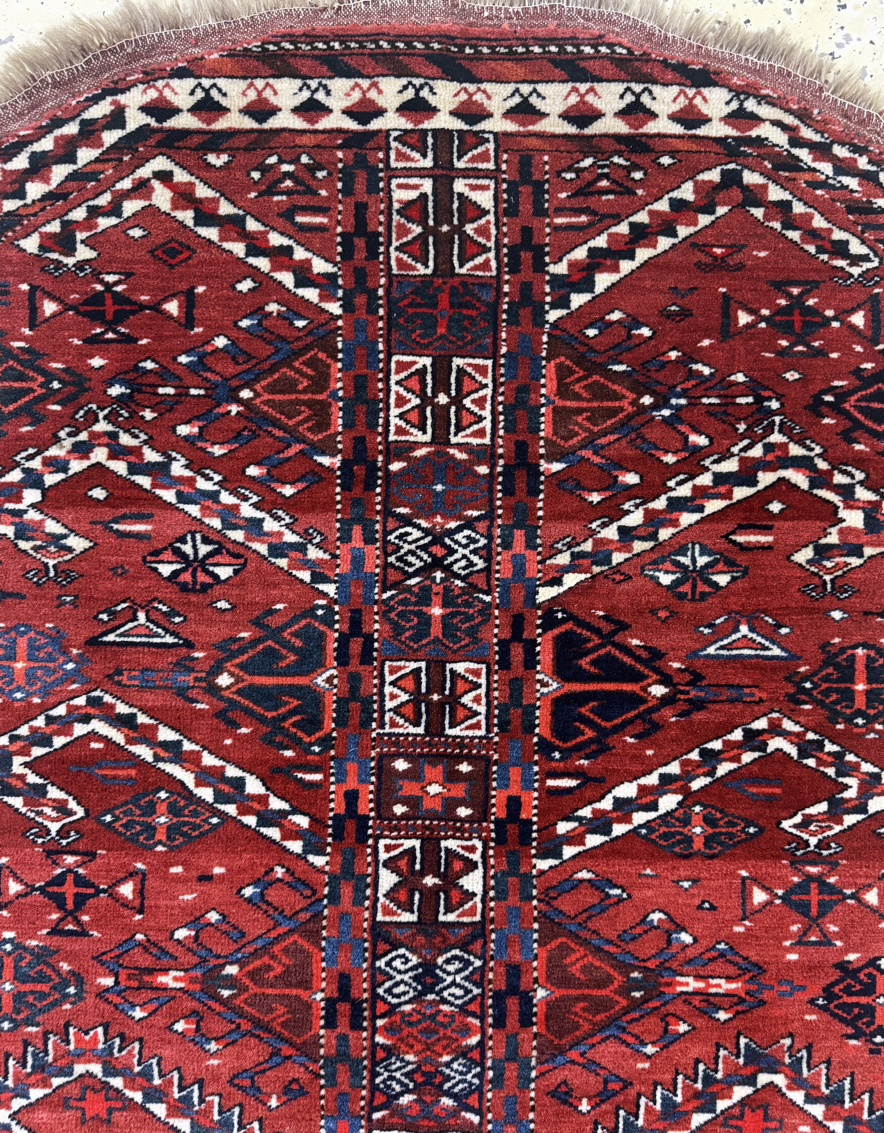 Detail c: Yomud"Salachak"antik, Turkmenistan, 19.Jhd,Wolle auf Wolle mit"Seiden-Highlight", ca. 125 x 90 cm, EHZ: 2(kleine ...