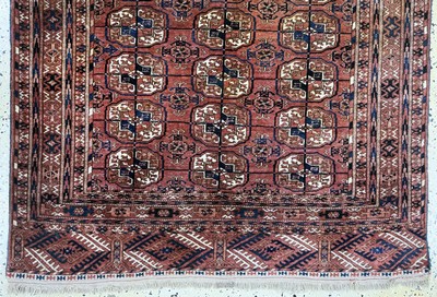 27062506b - Tekke antik, Turkmenistan, 19.Jhd, Wolle auf Wolle, ca. 160 x 110 cm, EHZ: 2 ...