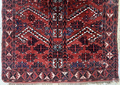 27062575b - Yomud´Salachak´antik, Turkmenistan, 19.Jhd,Wolle auf Wolle mit´Seiden-Highlight´, ca. ...