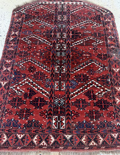 27062575f - Yomud´Salachak´antik, Turkmenistan, 19.Jhd,Wolle auf Wolle mit´Seiden-Highlight´, ca. ...