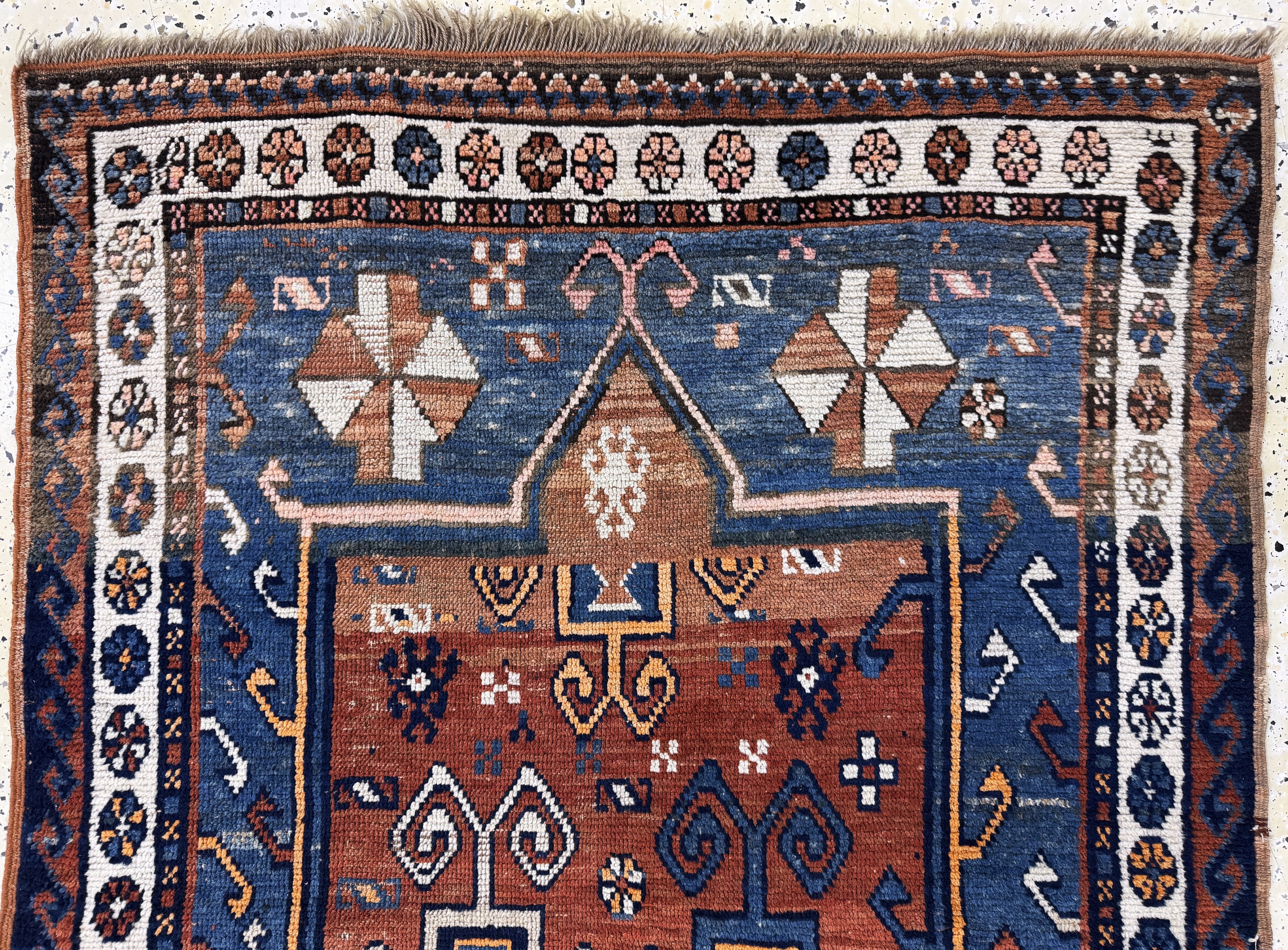 Detail a: Fachalo Kazak antik, Kaukasus, 19.Jhd, Wolle auf Wolle, ca. 225 x 115 cm, EHZ: 2-3
