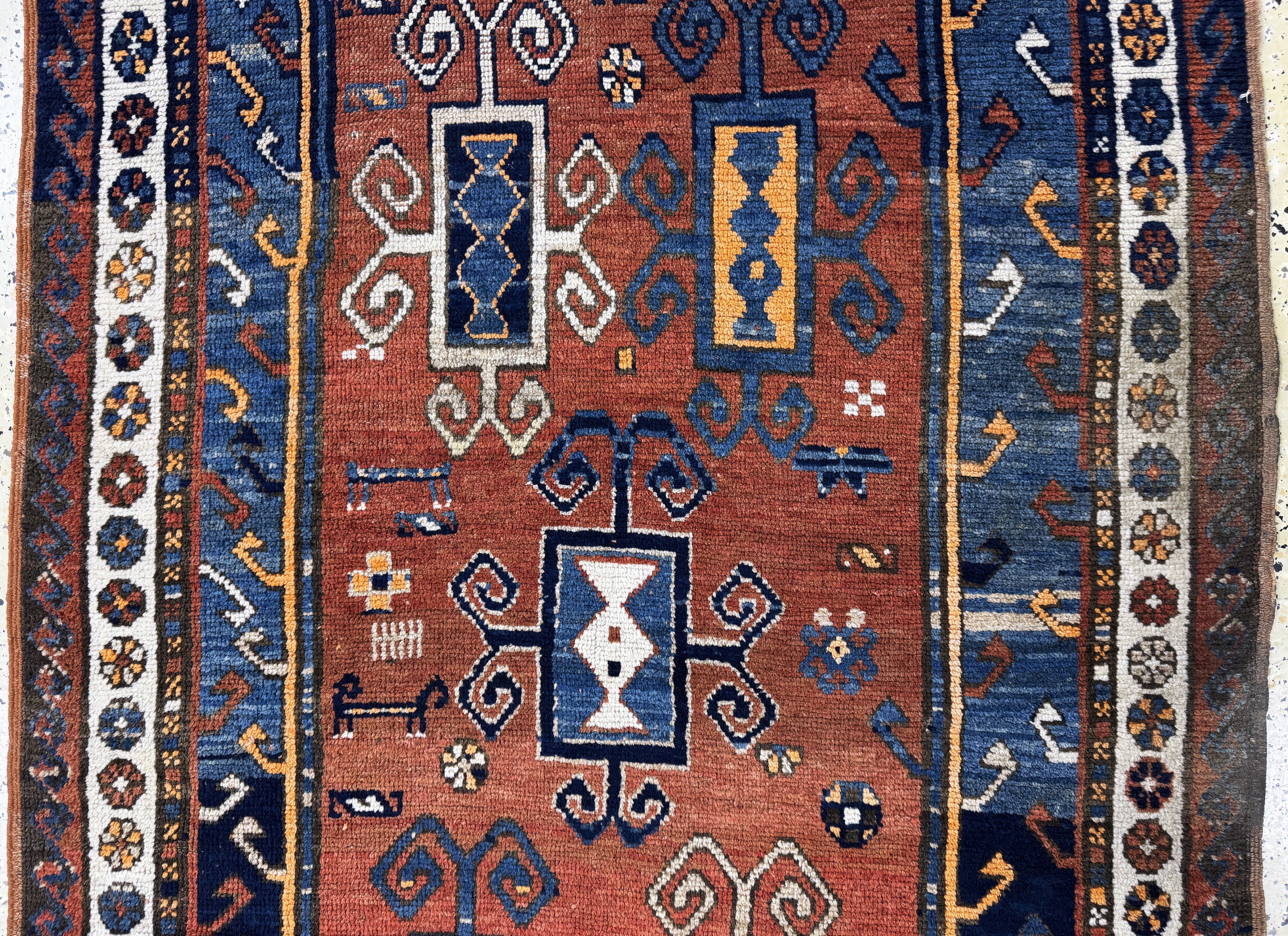 Detail b: Fachalo Kazak antik, Kaukasus, 19.Jhd, Wolle auf Wolle, ca. 225 x 115 cm, EHZ: 2-3