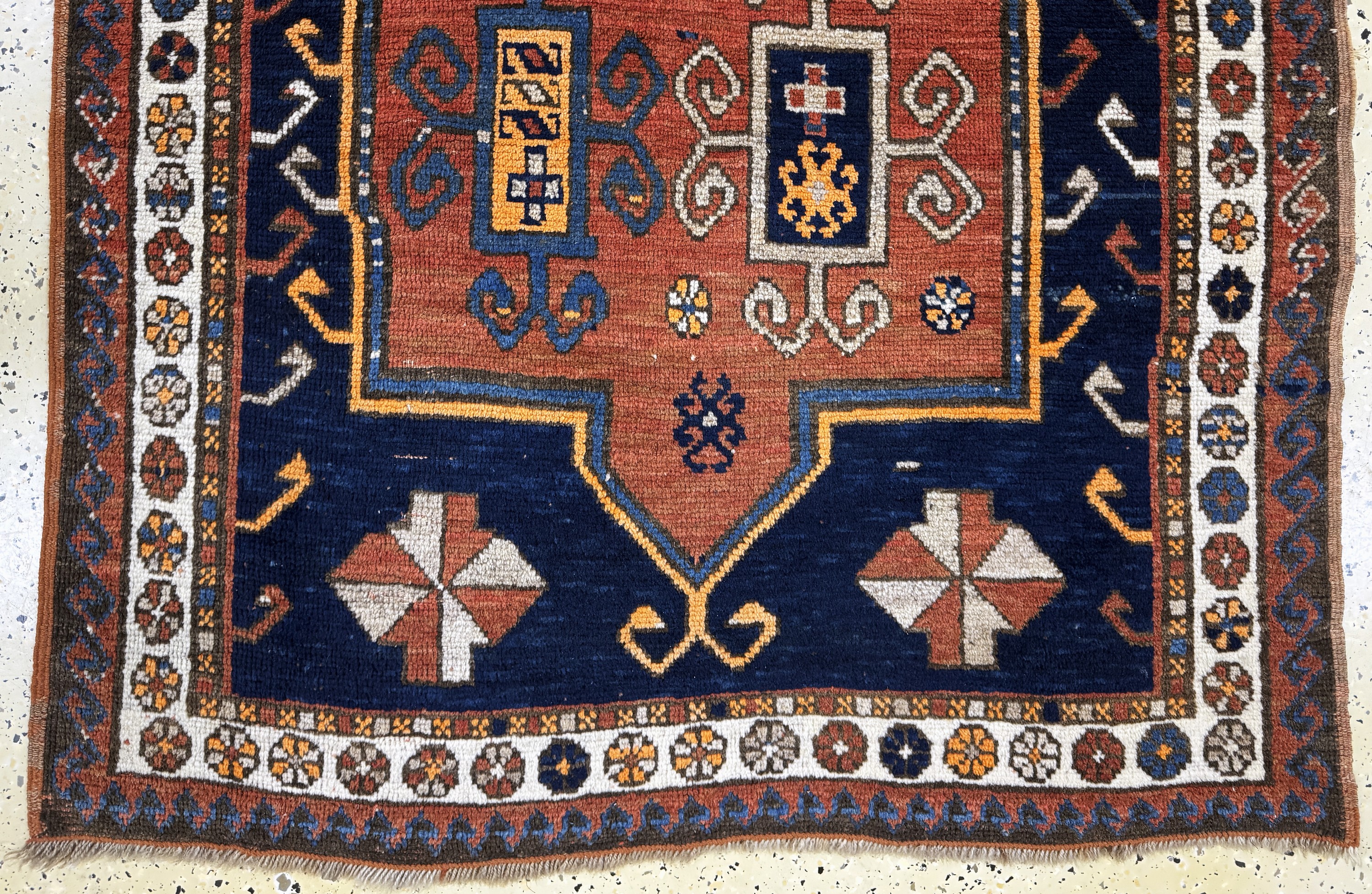Detail c: Fachalo Kazak antik, Kaukasus, 19.Jhd, Wolle auf Wolle, ca. 225 x 115 cm, EHZ: 2-3