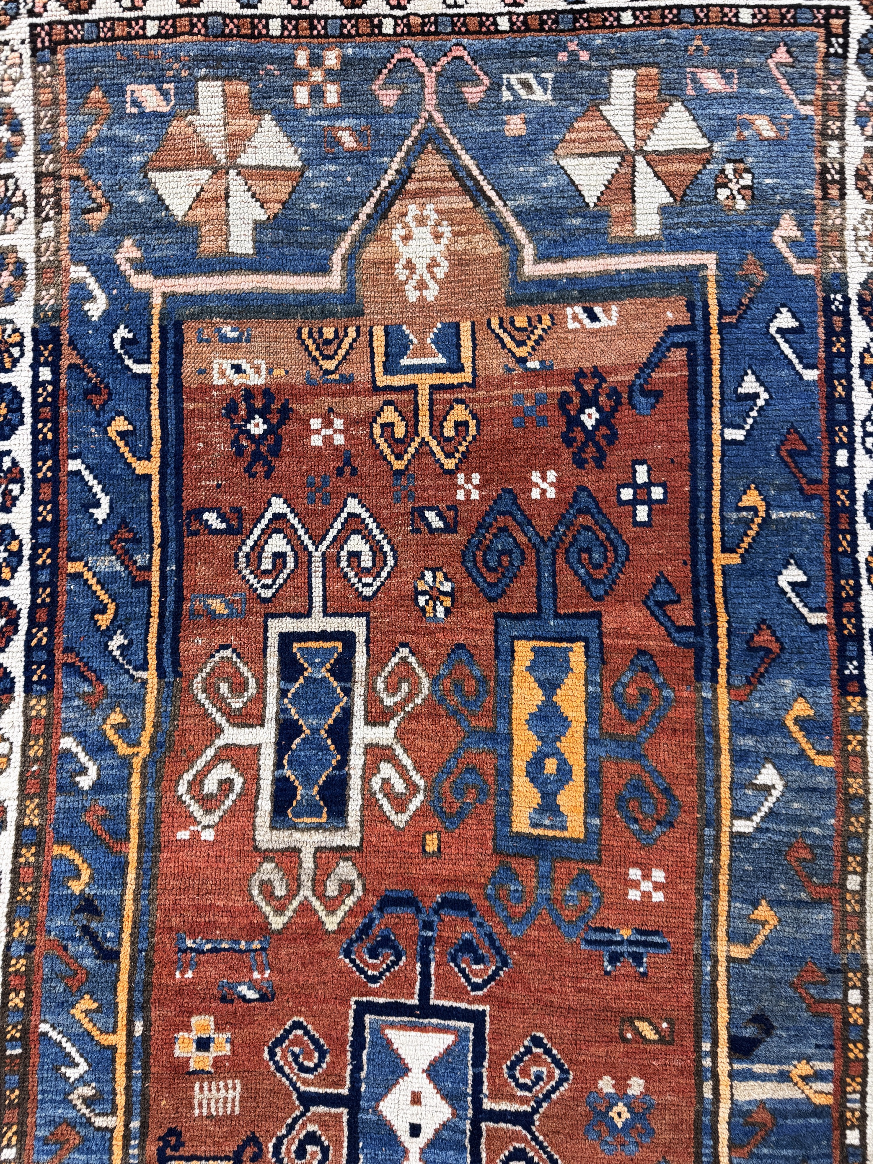 Detail d: Fachalo Kazak antik, Kaukasus, 19.Jhd, Wolle auf Wolle, ca. 225 x 115 cm, EHZ: 2-3