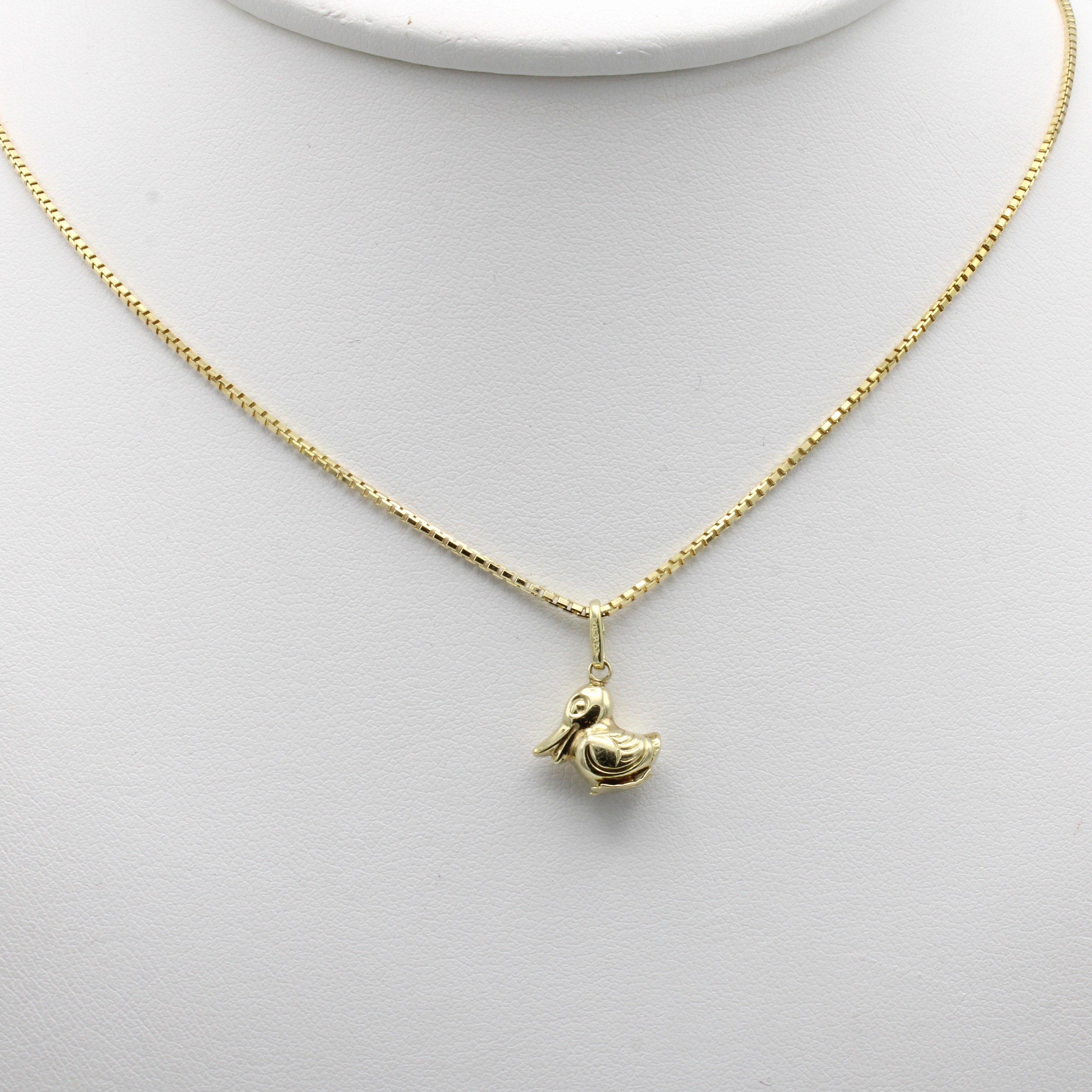 Image 27062608 - Anhänger ´Ente´ an Kette, GG 585/000, Feder-ringschl., L. ca. 40 cm