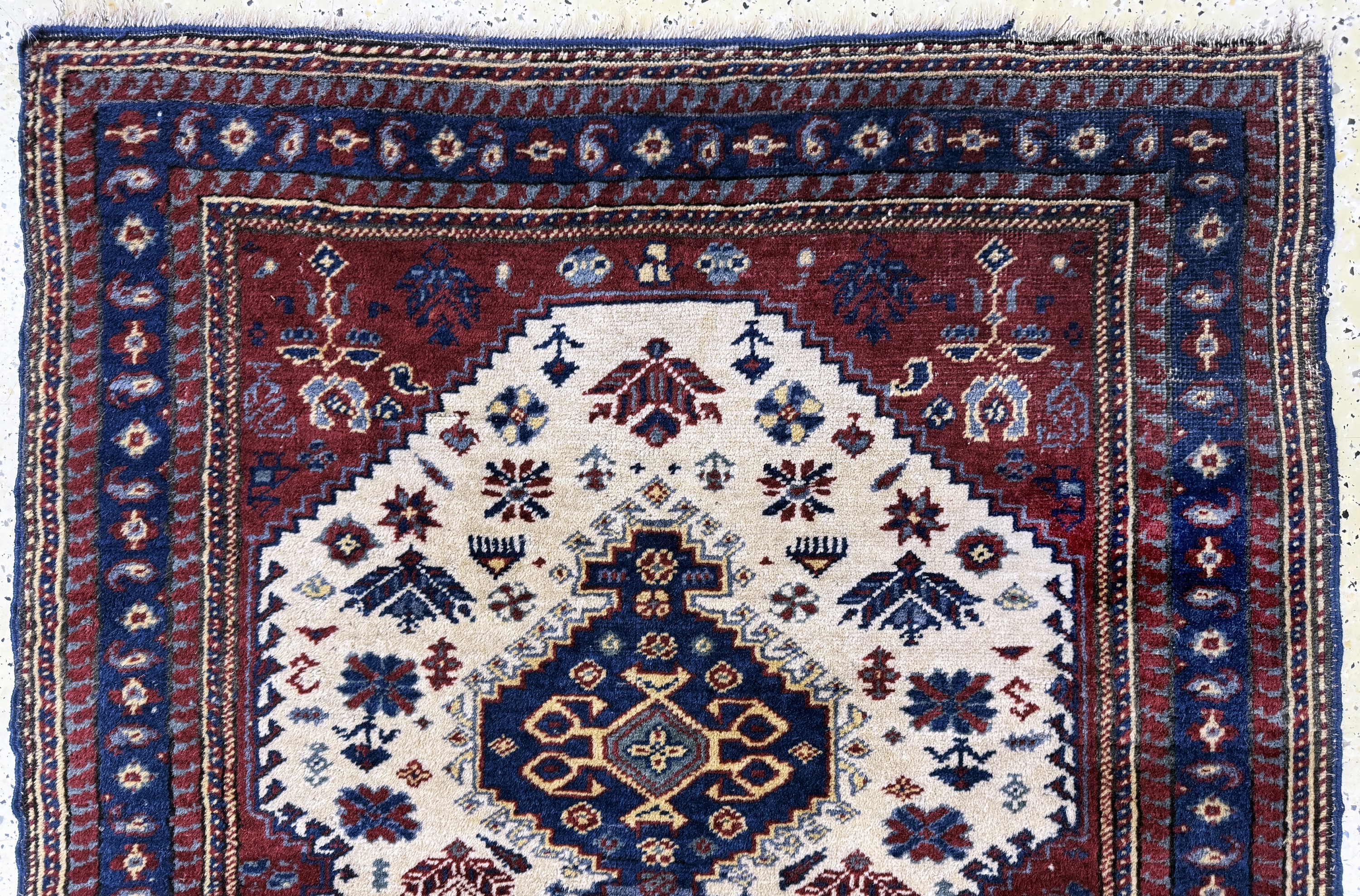 Detail a: Kazak antik, Kaukasus, um 1900, Wolle auf Wolle, ca. 155 x 105 cm, EHZ: 2-3