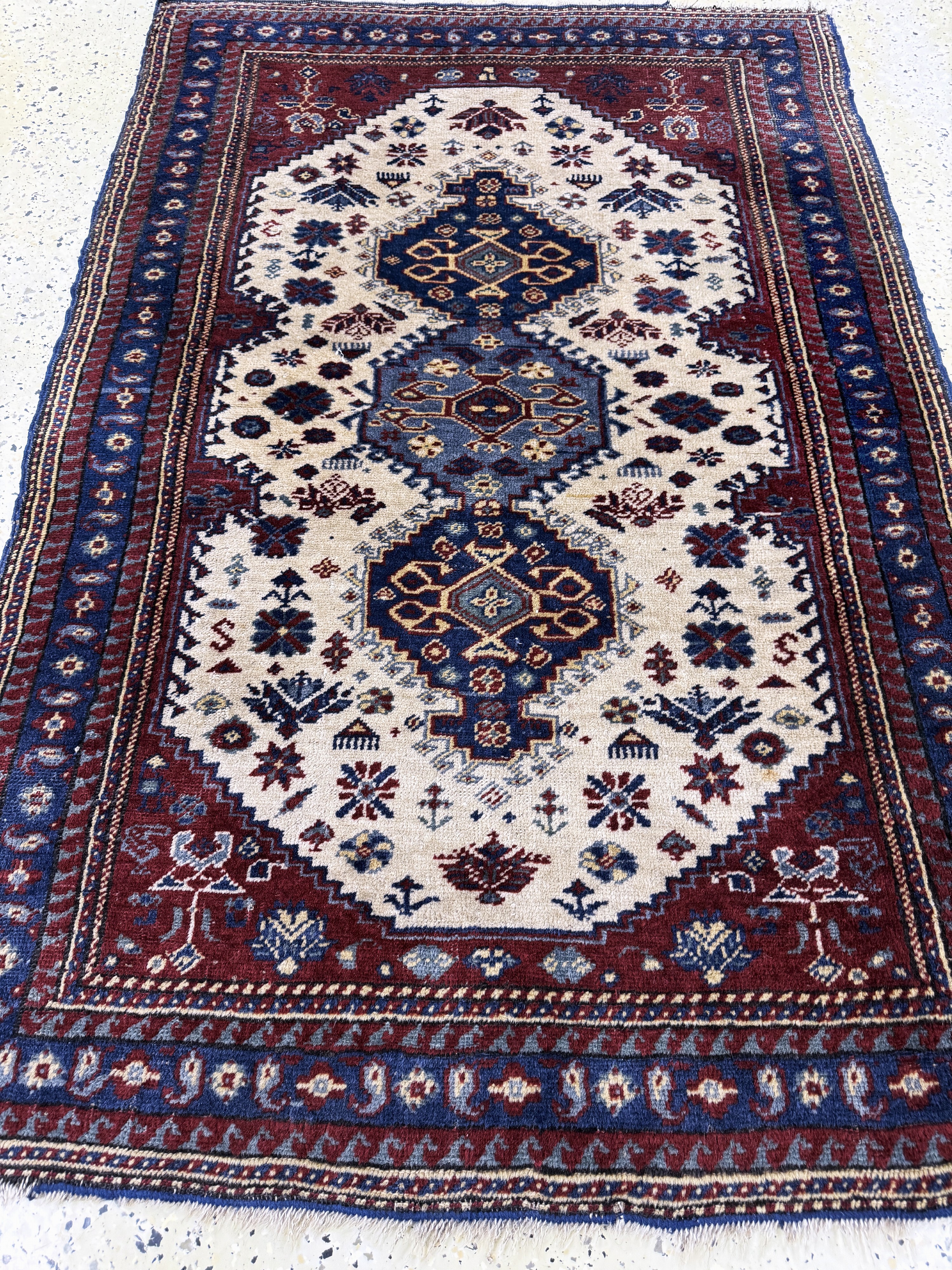 Detail d: Kazak antik, Kaukasus, um 1900, Wolle auf Wolle, ca. 155 x 105 cm, EHZ: 2-3