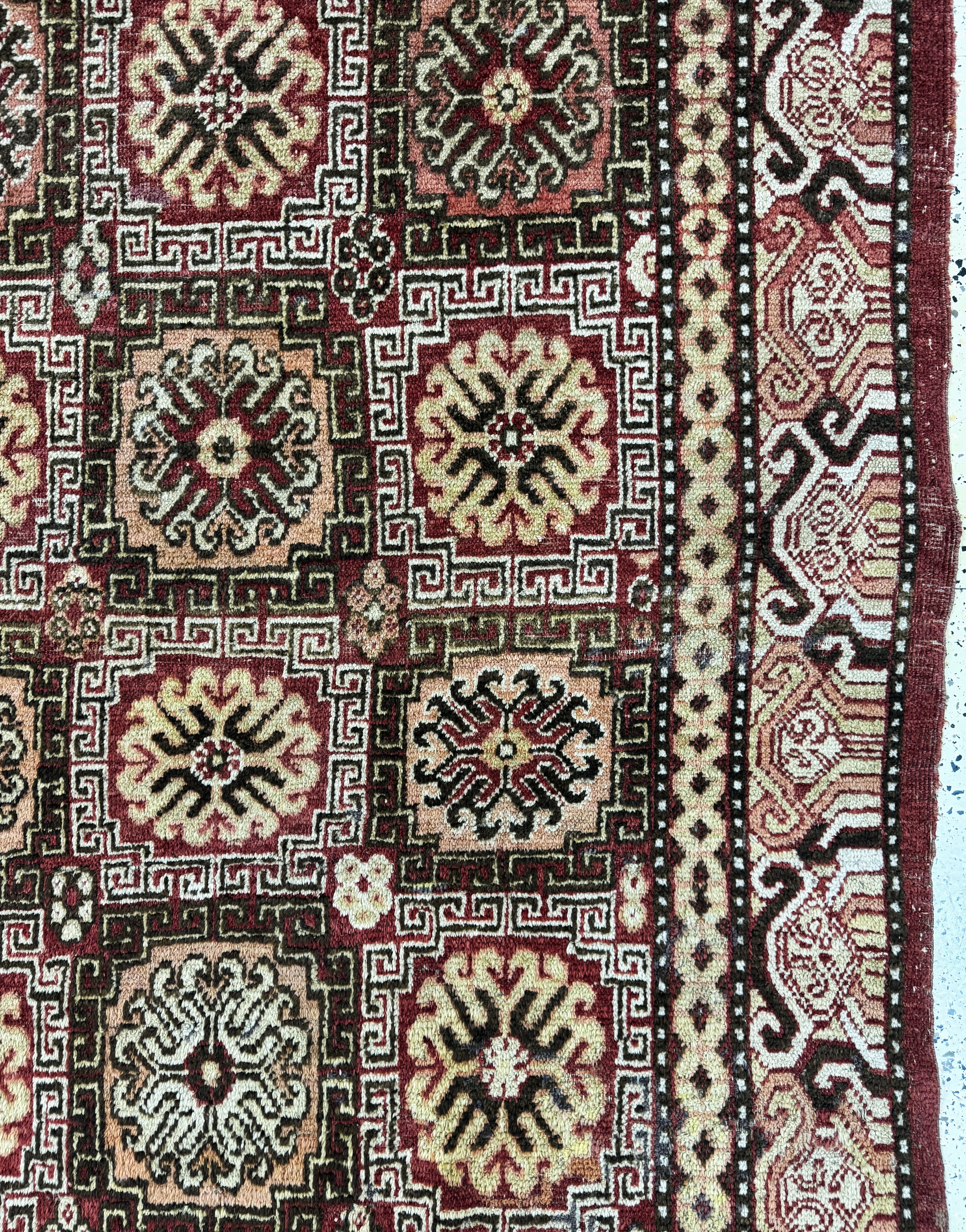 Detail d: Khotan antik, Torkestan, 19.Jhd, Wolle auf Wolle, ca. 345 x 170 cm, EHZ: 3(restauriert)
