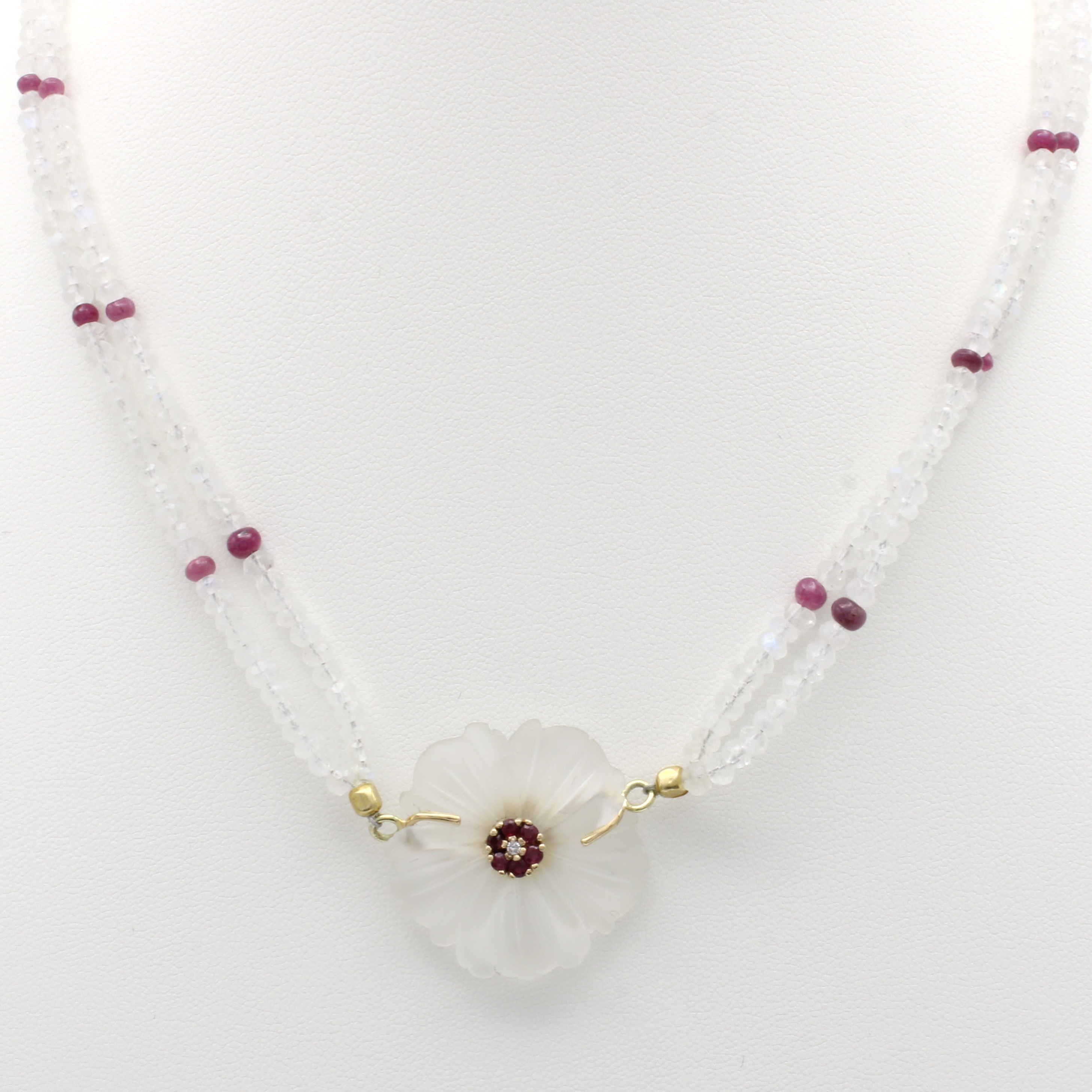 Image 27062635 - 2-reihige Kette mit Bergkristallen, Brillantenund Farbsteinen, GG 585/000, ...