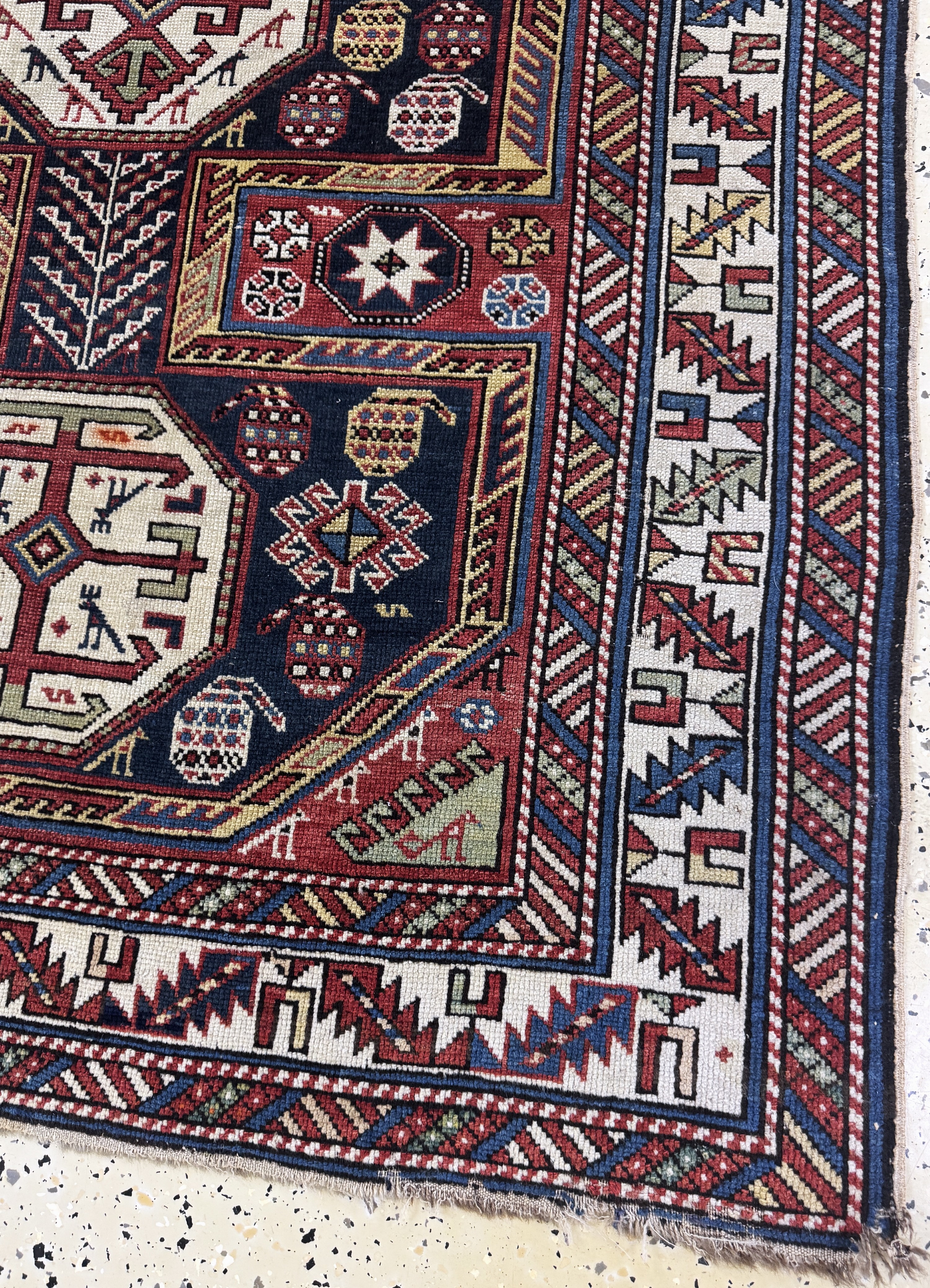 Detail c: Antiker"Schirwan"Kazak, Kaukasus, 19.Jhd, Wolle auf Wolle, ca. 195 x 115 cm, EHZ: 3