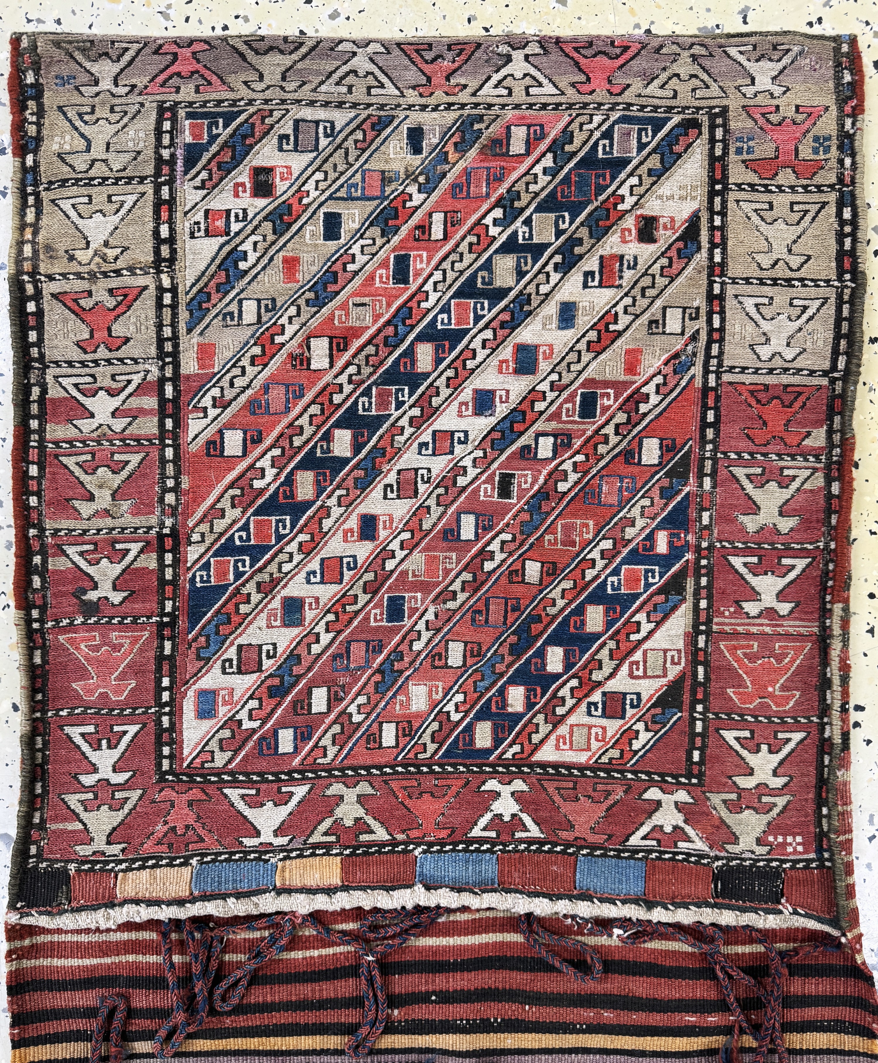Detail a: Moghan Doppeltasche antik, Kaukasus, 19.Jhd, Wolle auf Wolle, ca. 130 x 55 cm, EHZ:2