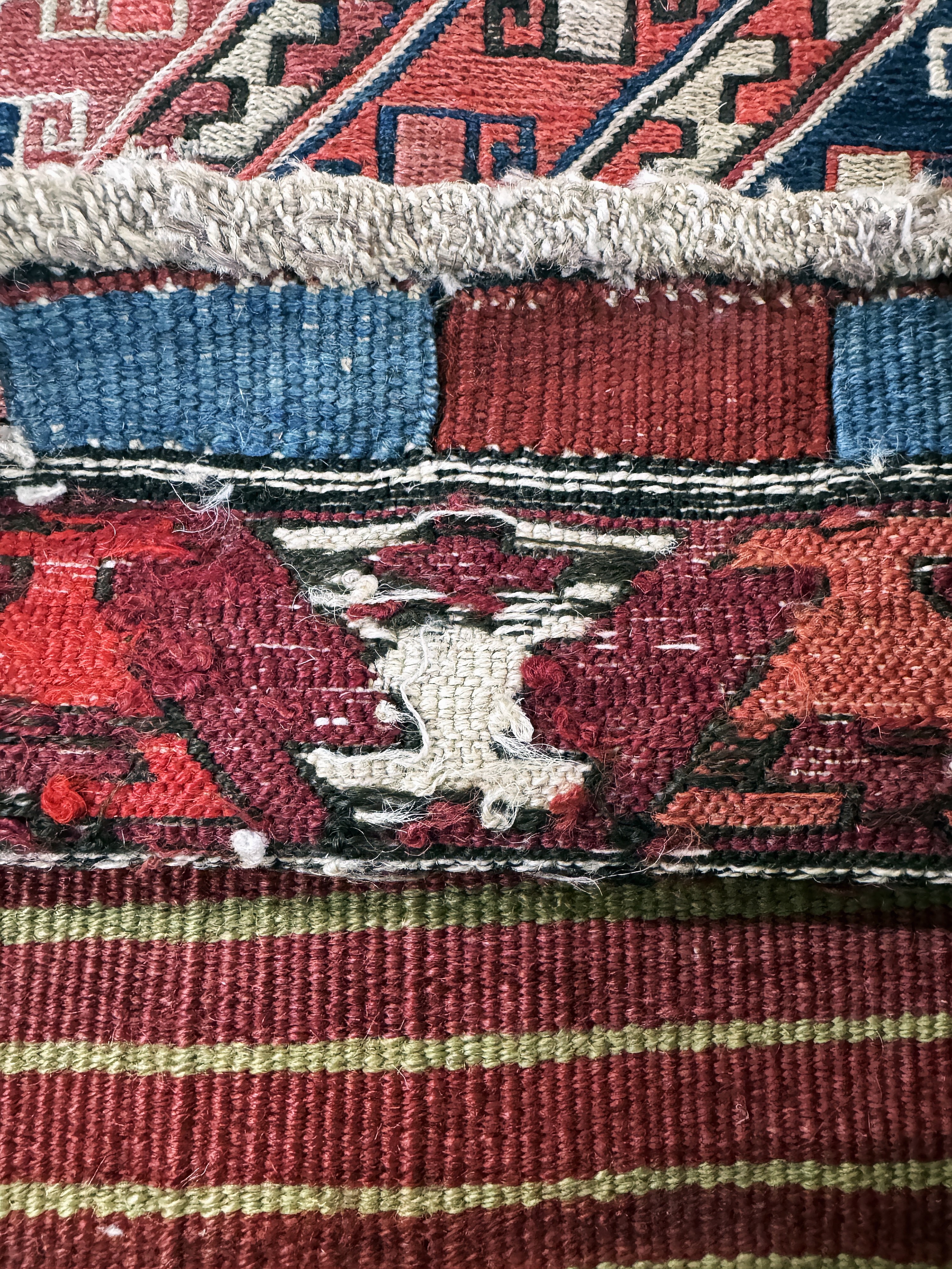 Detail e: Moghan Doppeltasche antik, Kaukasus, 19.Jhd, Wolle auf Wolle, ca. 130 x 55 cm, EHZ:2