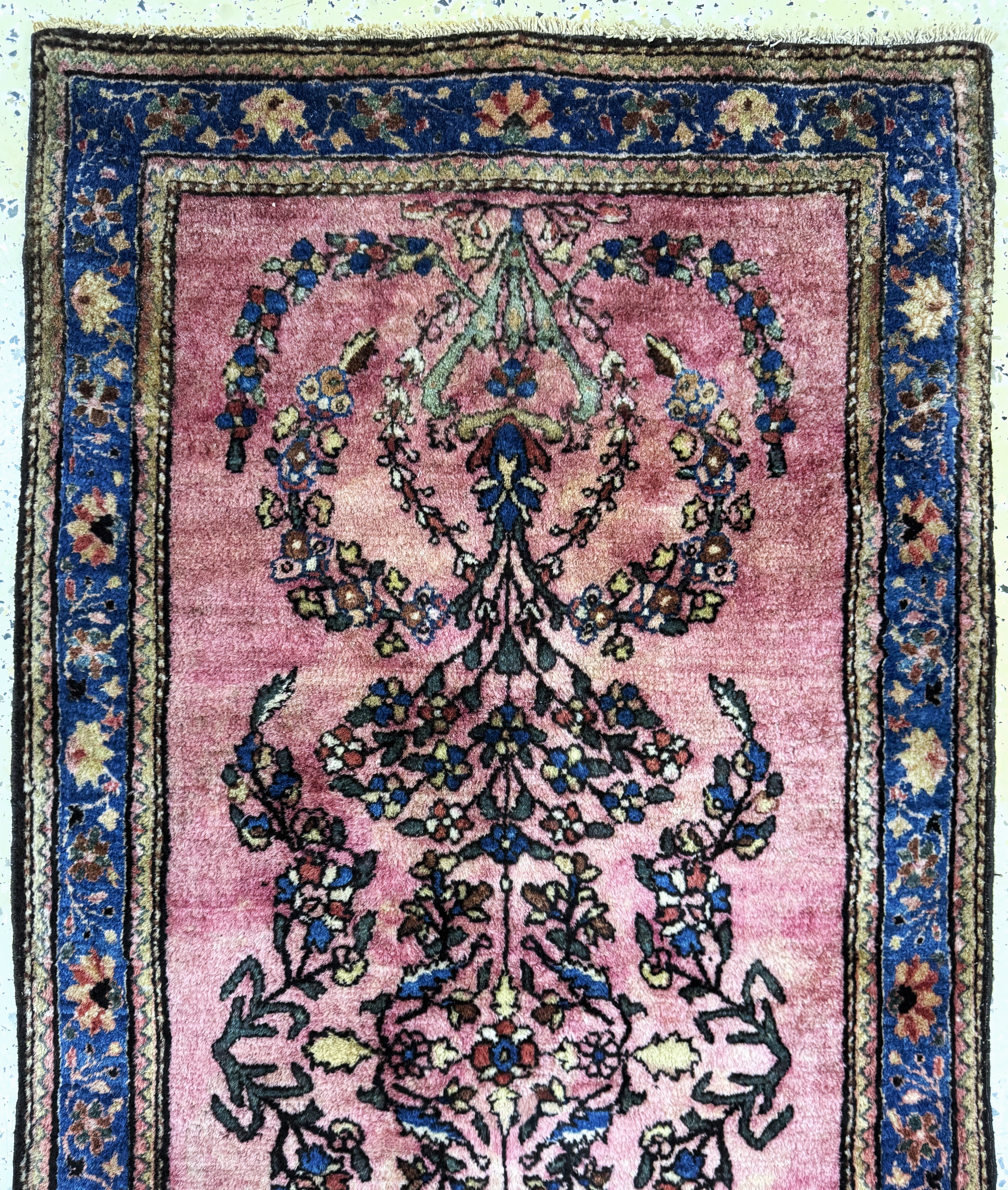 Detail a: Manchester Keschan antik, Persien, um 1900,Manchester-Korkwolle, ca. 140 x 67 cm, EHZ: 2(Fleck)