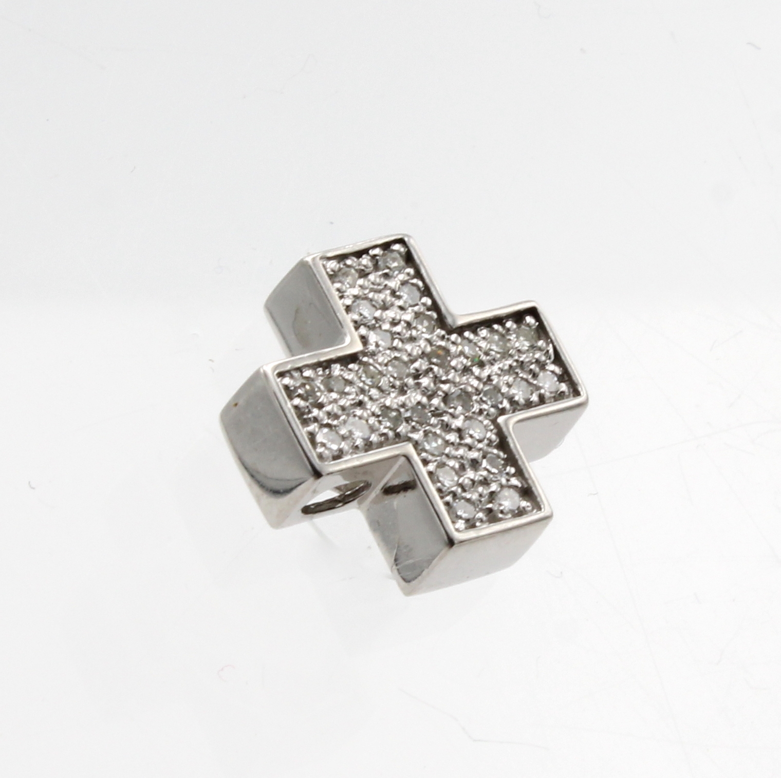 Image 27062663 - Kreuzanhänger mit Diamanten, WG 585/000, 8/8 Diam. zus. ca. 0.14 ct Weiß/si, gleich- ...