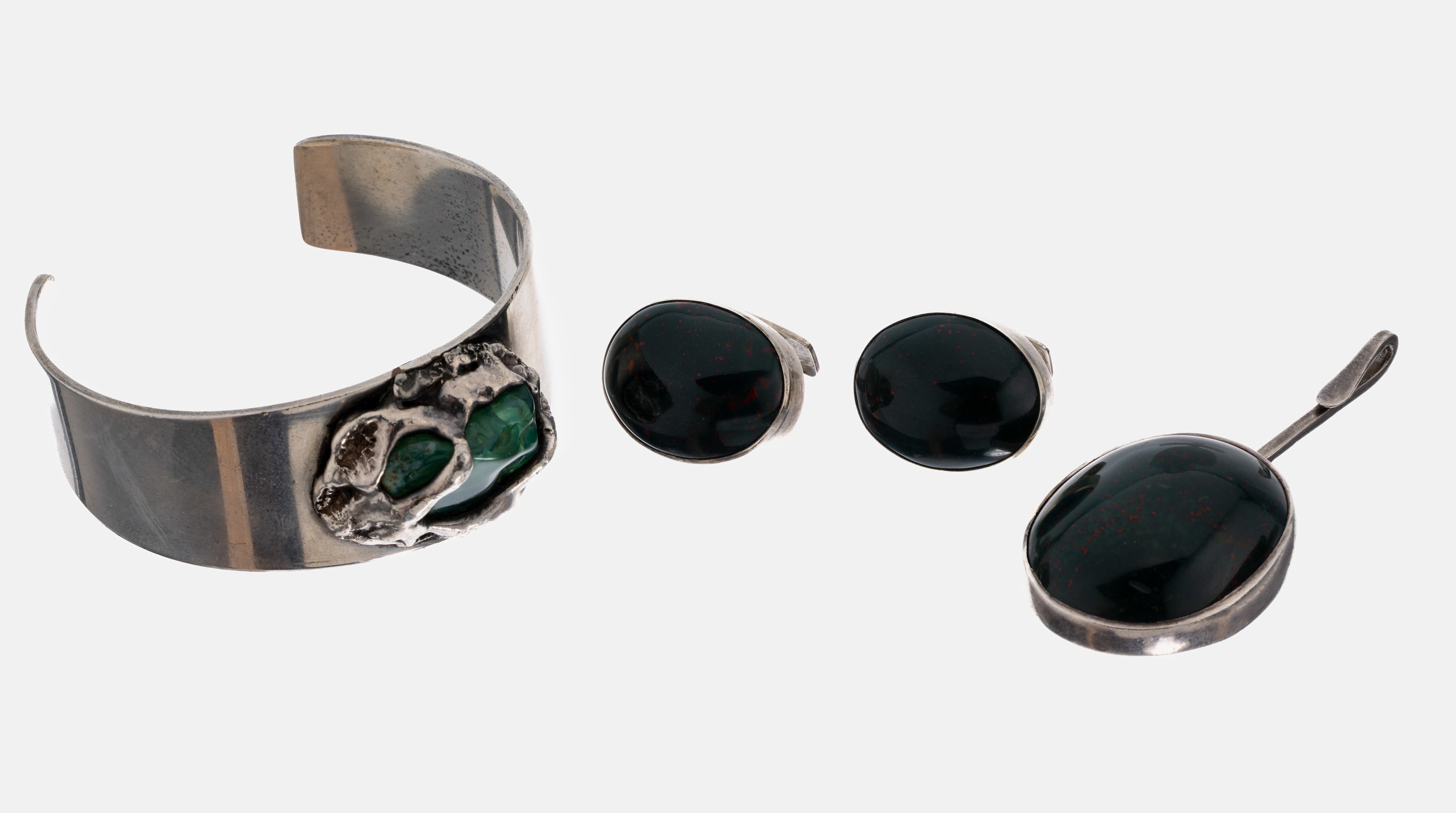 Image 27062675 - Anhänger und Paar Manschettenknöpfe Schweden 1963 und 1966, 830er Silber, jeweils mit ...