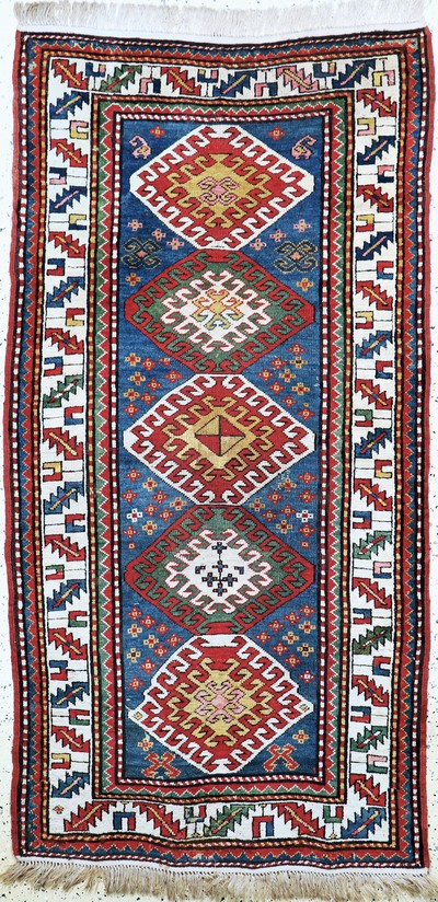 Image Kazak antik, Kaukasus, um 1900, Wolle auf Wolle, ca. 220 x 110 cm, EHZ: ...