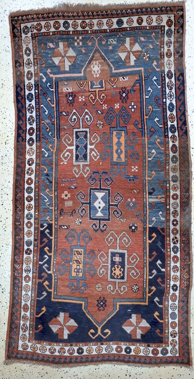 Image Fachalo Kazak antik, Kaukasus, 19.Jhd, Wolle auf Wolle, ca. 225 x 115 cm, EHZ: 2-3 ...