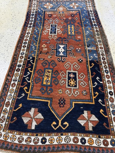 27062607f - Fachalo Kazak antik, Kaukasus, 19.Jhd, Wolle auf Wolle, ca. 225 x 115 cm, EHZ: 2-3 ...