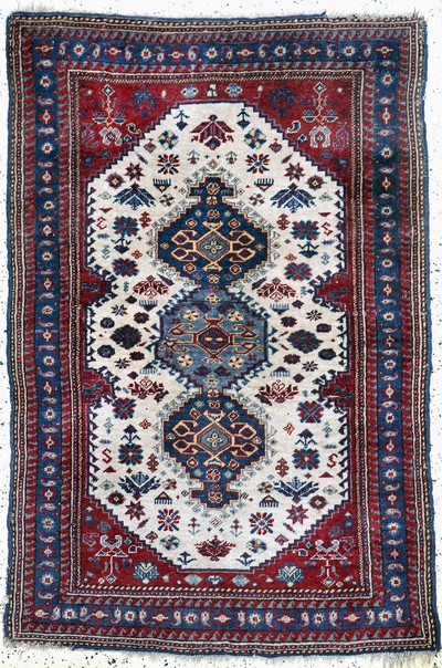 Image Kazak antik, Kaukasus, um 1900, Wolle auf Wolle, ca. 155 x 105 cm, EHZ: 2-3 ...