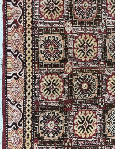 27062622c - Khotan antik, Torkestan, 19.Jhd, Wolle auf Wolle, ca. 345 x 170 cm, EHZ: 3(restauriert) ...