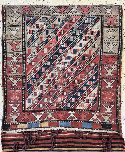 27062650a - Moghan Doppeltasche antik, Kaukasus, 19.Jhd, Wolle auf Wolle, ca. 130 x 55 cm, EHZ:2 ...