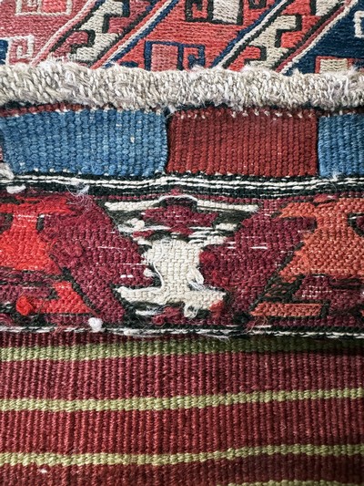 27062650e - Moghan Doppeltasche antik, Kaukasus, 19.Jhd, Wolle auf Wolle, ca. 130 x 55 cm, EHZ:2 ...