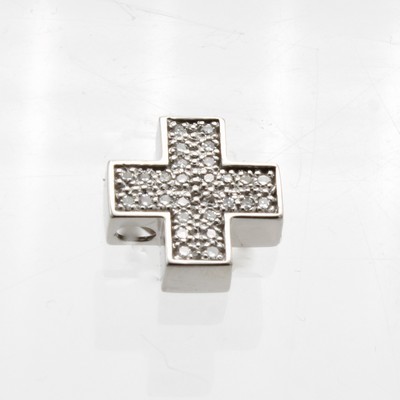 27062663a - Kreuzanhänger mit Diamanten, WG 585/000, 8/8 Diam. zus. ca. 0.14 ct Weiß/si, gleich- ...