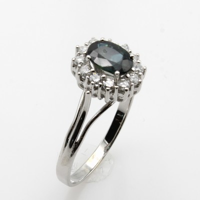 27062676a - Ring mit Saphir und Brillanten, WG 585/000, Saphir ca. 1.20 ct und Brill. zus. ca. 0.48 ...