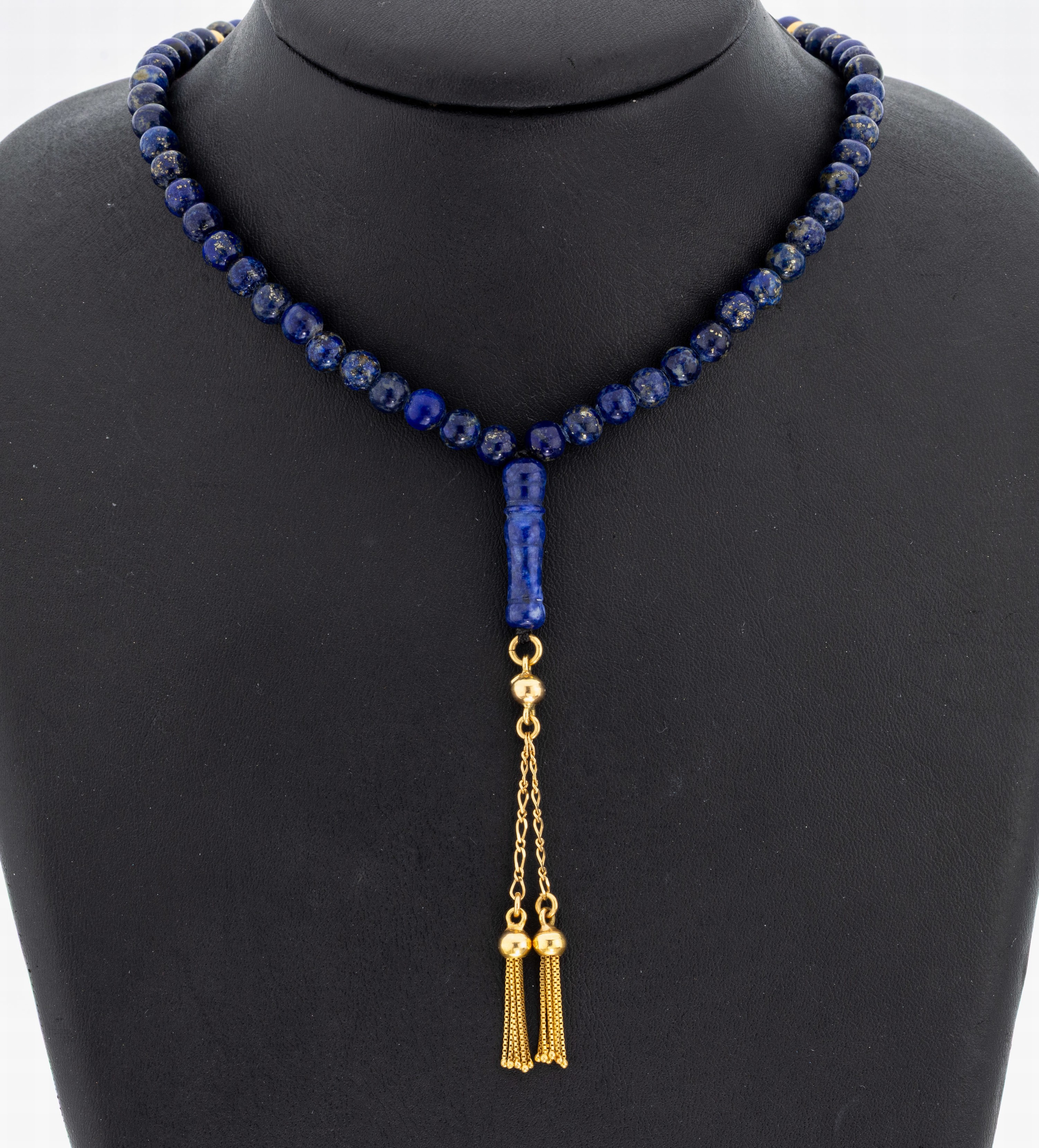 Image 27062808 - 18 kt Gold Lapislazuli-Collier, GG 750/000, Lapislazuli-Kugeln mit Pyriteinschlüssen, ...