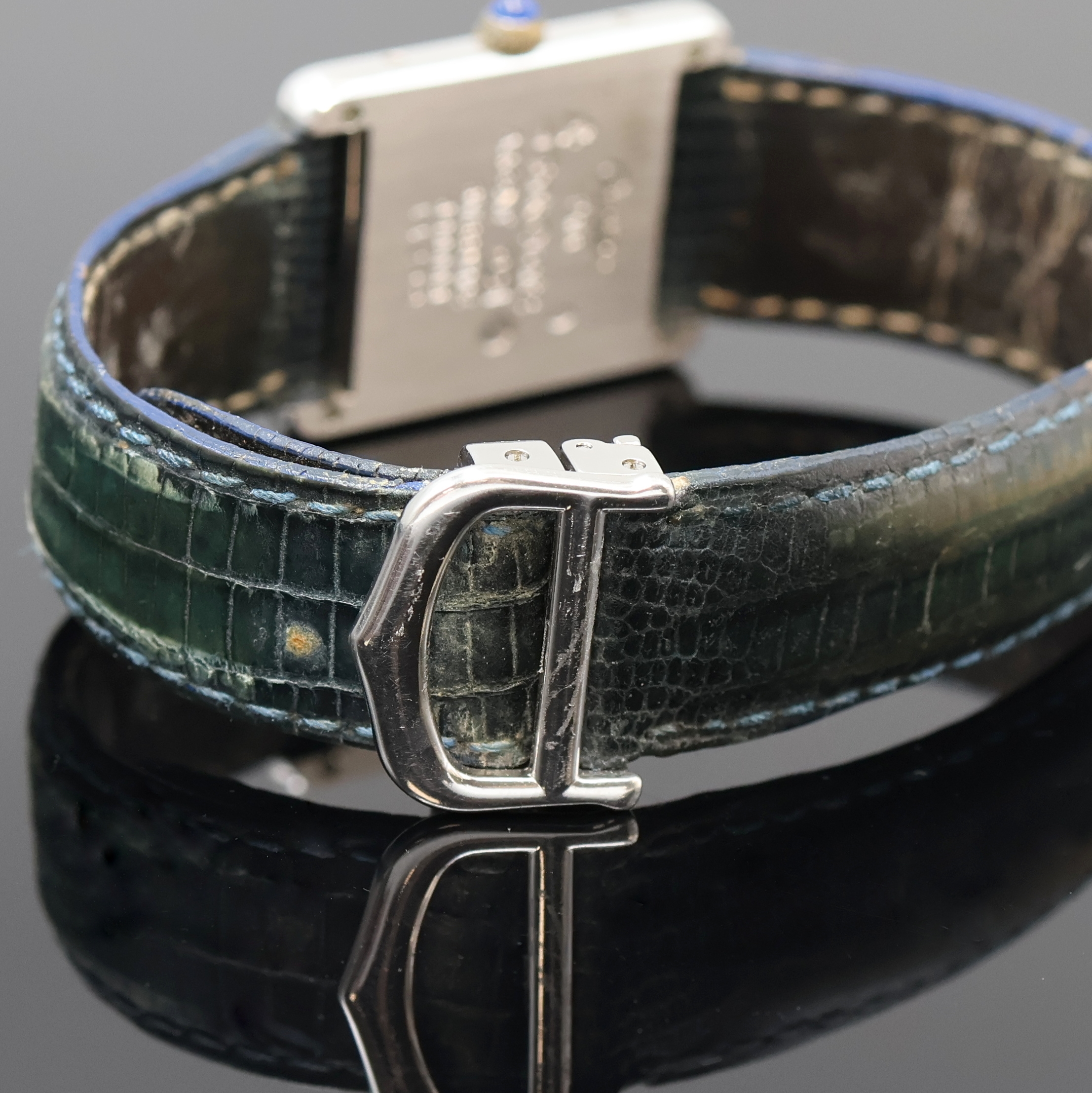 Detail c: CARTIER Armbanduhr Serie Tank in Silber Referenz 690006, Schweiz um 1994, quarz, 4-fach verschr. 925er Silbergeh., Schmuckkrone, creme-farb. Ziffebl. ...