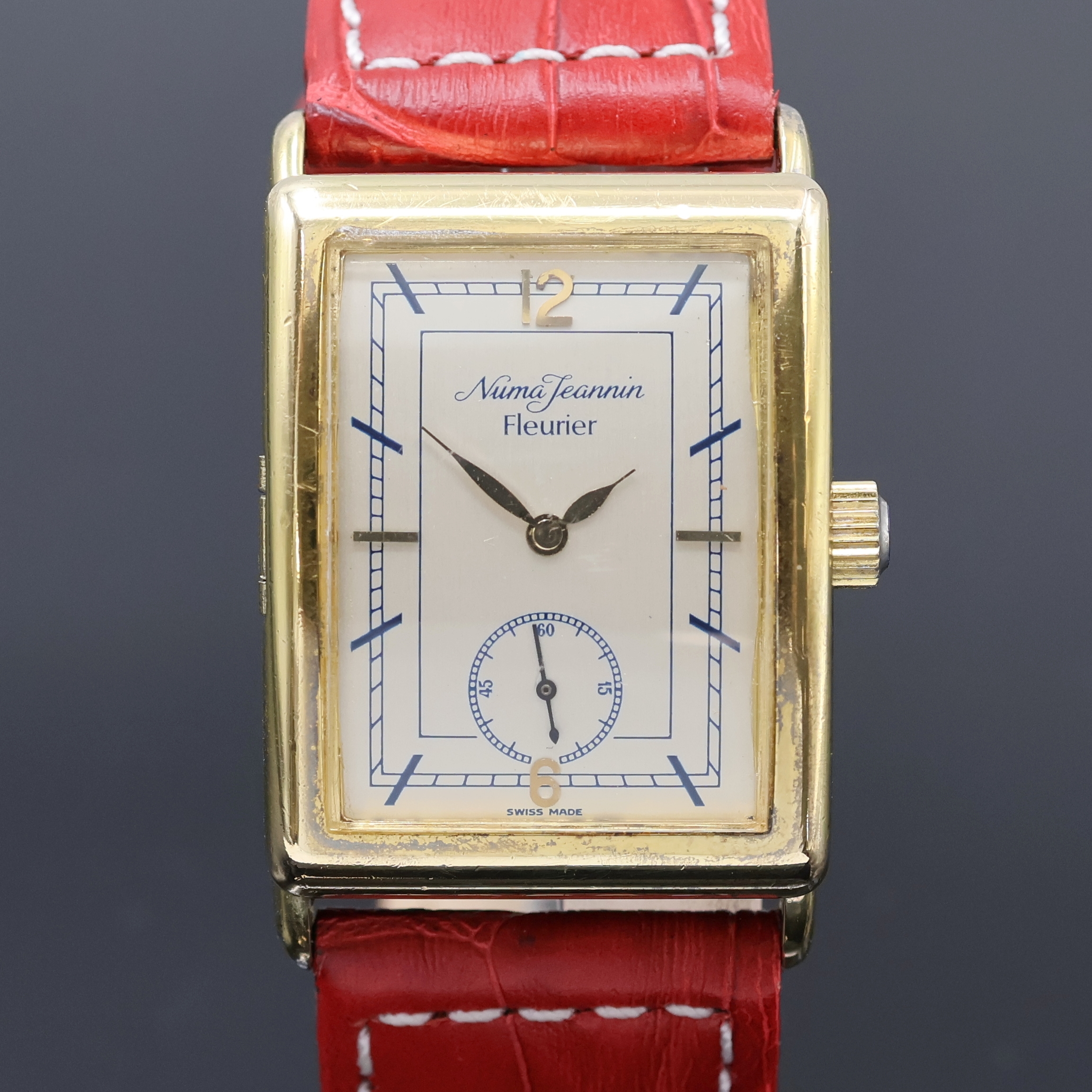 Detail b: NUMA JEANNIN Fleurier auf 999 Stück limitierte Herrenarmbanduhr, Schweiz um 1987, Handaufzug, legendäres Formankerw. FEF 139 aus 1930er Jahren, aus ...