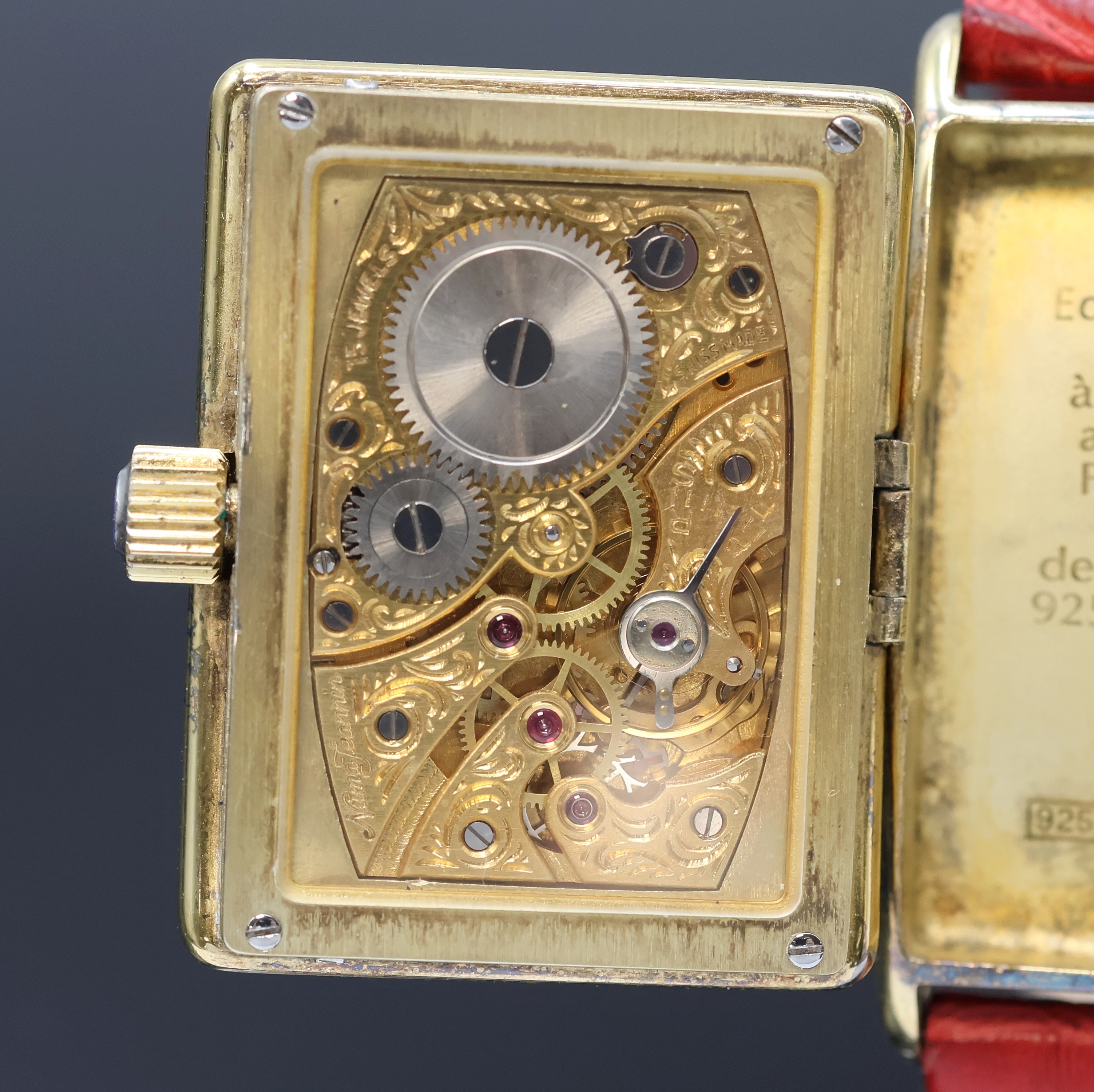 Detail e: NUMA JEANNIN Fleurier auf 999 Stück limitierte Herrenarmbanduhr, Schweiz um 1987, Handaufzug, legendäres Formankerw. FEF 139 aus 1930er Jahren, aus ...