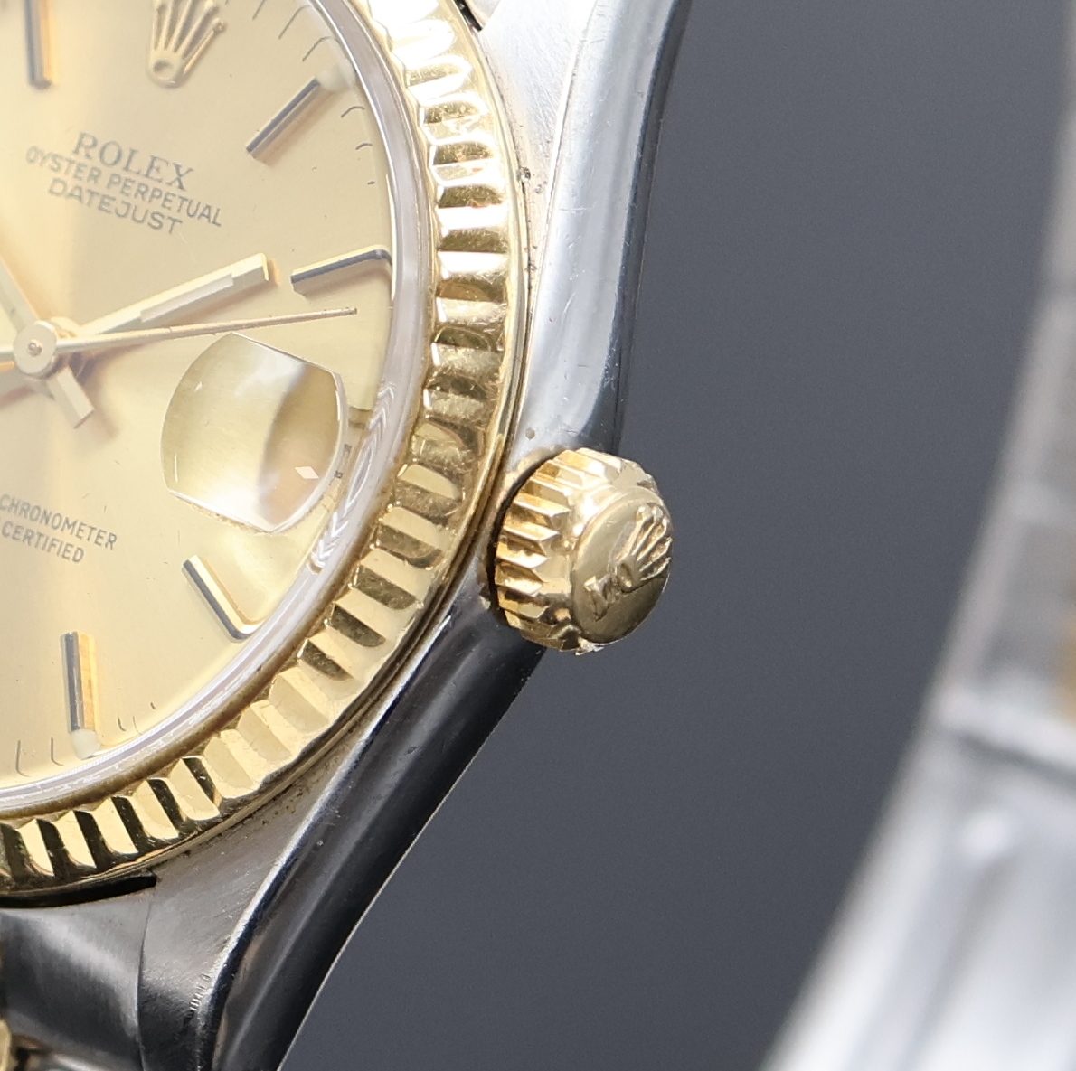 Detail c: ROLEX Oyster Perpetual Datejust Mediumarmbanduhr Referenz 68273, Schweiz um 1985, Automatik, Edelstahl/Gold komb. inkl. Jubileeband m. Faltschl., ...