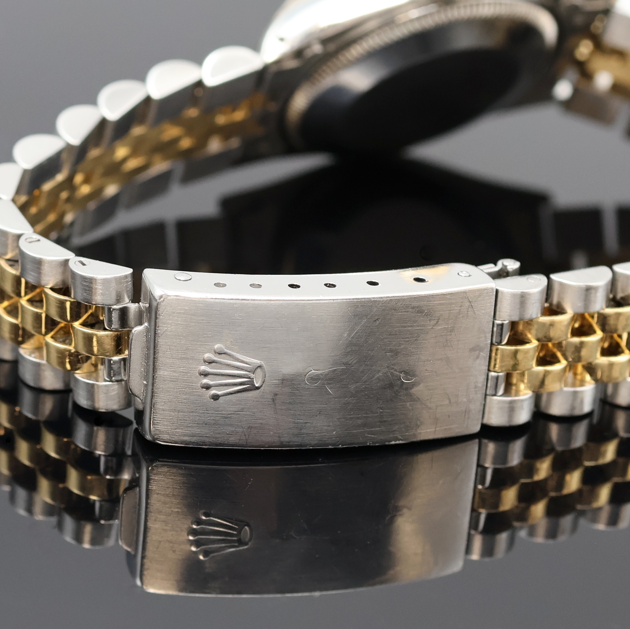 Detail d: ROLEX Oyster Perpetual Datejust Mediumarmbanduhr Referenz 68273, Schweiz um 1985, Automatik, Edelstahl/Gold komb. inkl. Jubileeband m. Faltschl., ...