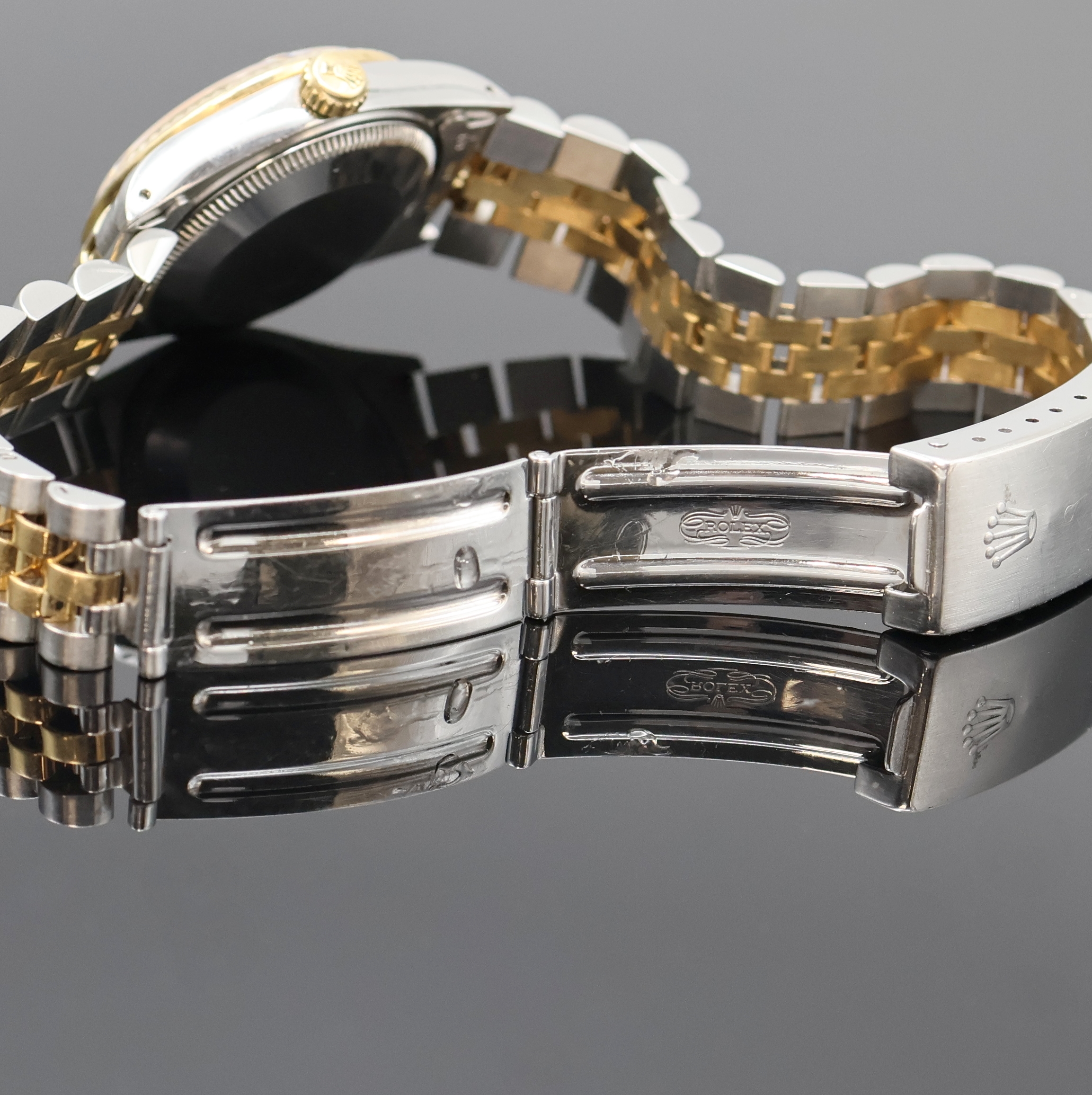Detail e: ROLEX Oyster Perpetual Datejust Mediumarmbanduhr Referenz 68273, Schweiz um 1985, Automatik, Edelstahl/Gold komb. inkl. Jubileeband m. Faltschl., ...