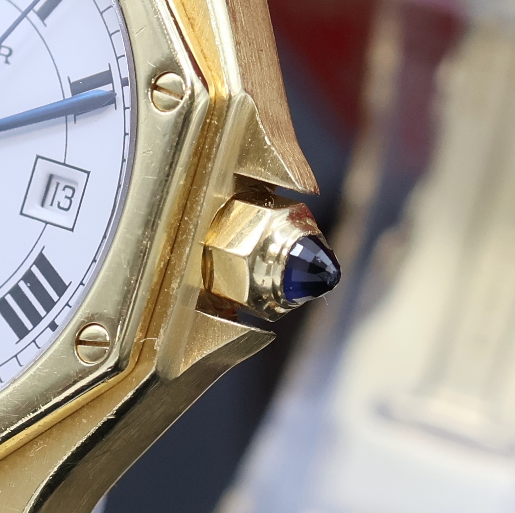 Detail c: CARTIER Santos Octagon Armbanduhr in GG 750/000, Automatik, massives Goldgeh. inkl. Gliederband m. Faltschl., oktagonale Lünette gegen Geh. 8-fach ...