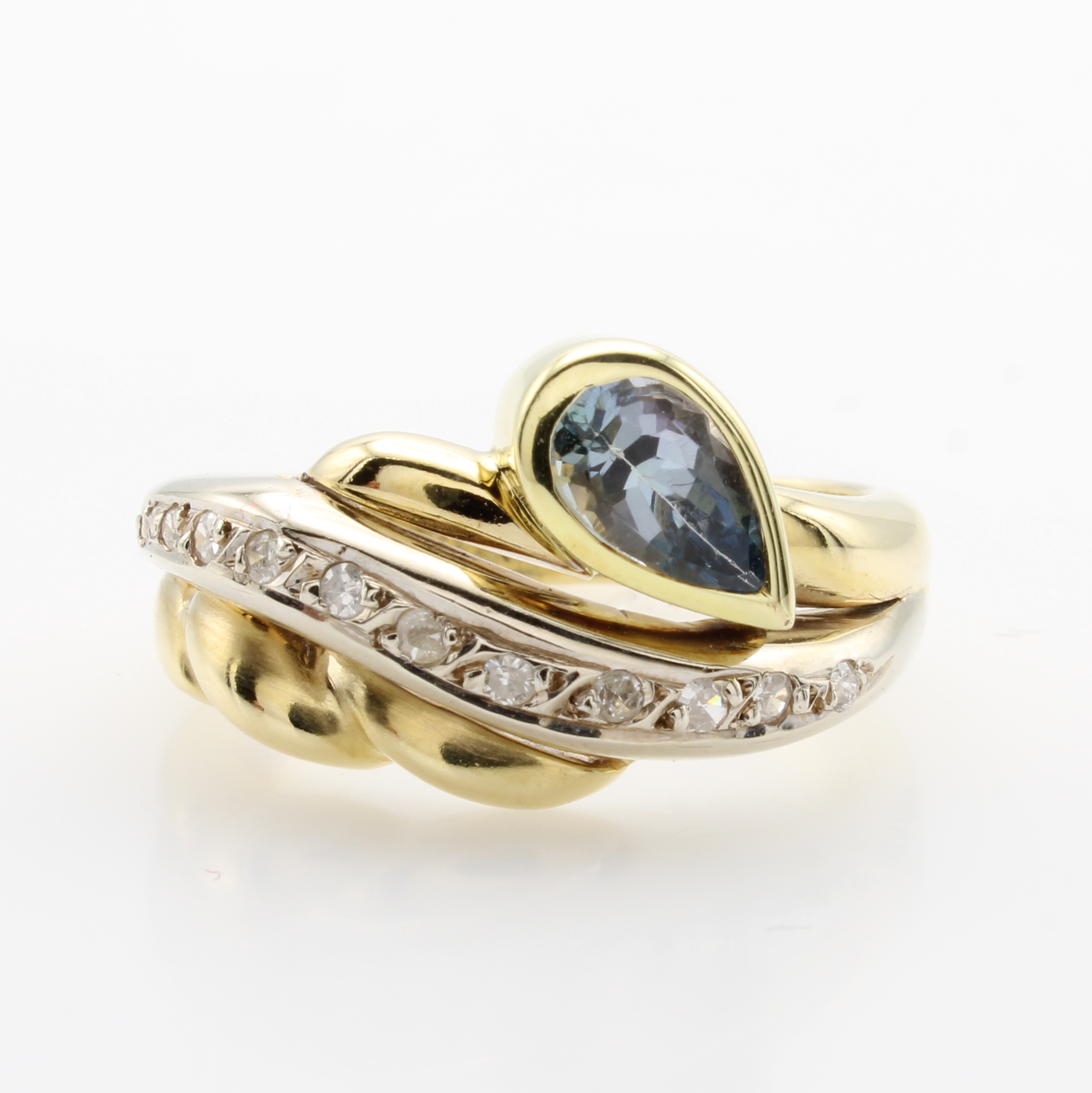Image 27062858 - Ring mit Tansanit und Brillanten, GG 585/000, Tansanittropfen ca. 0.68 ct, Brill. in ...