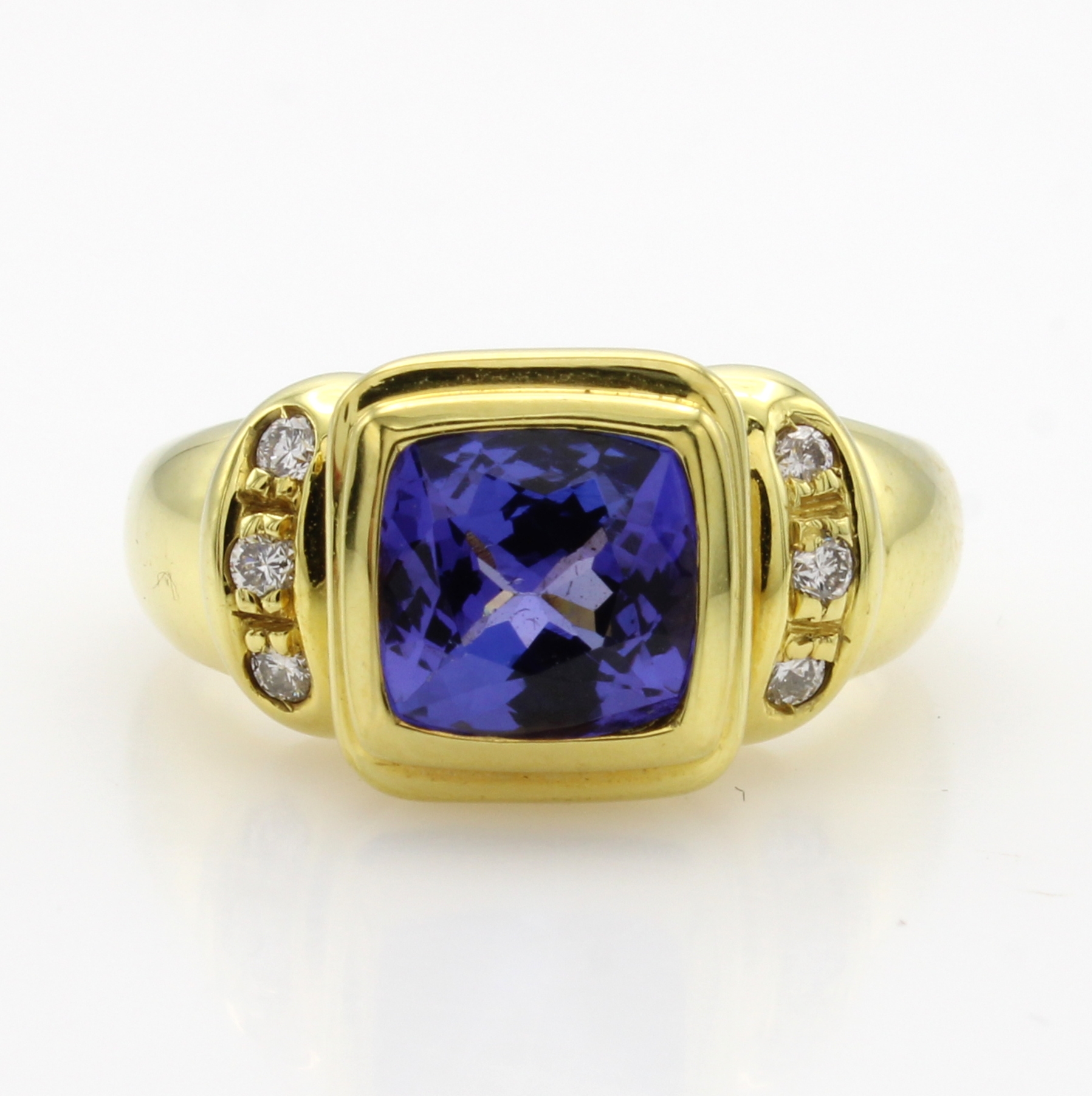 Image 27062864 - Ring mit Tansanit und Brillanten, GG 585/000, Tansanitcarrée ca. 1.9 ct, 6 Brill. zus. ...
