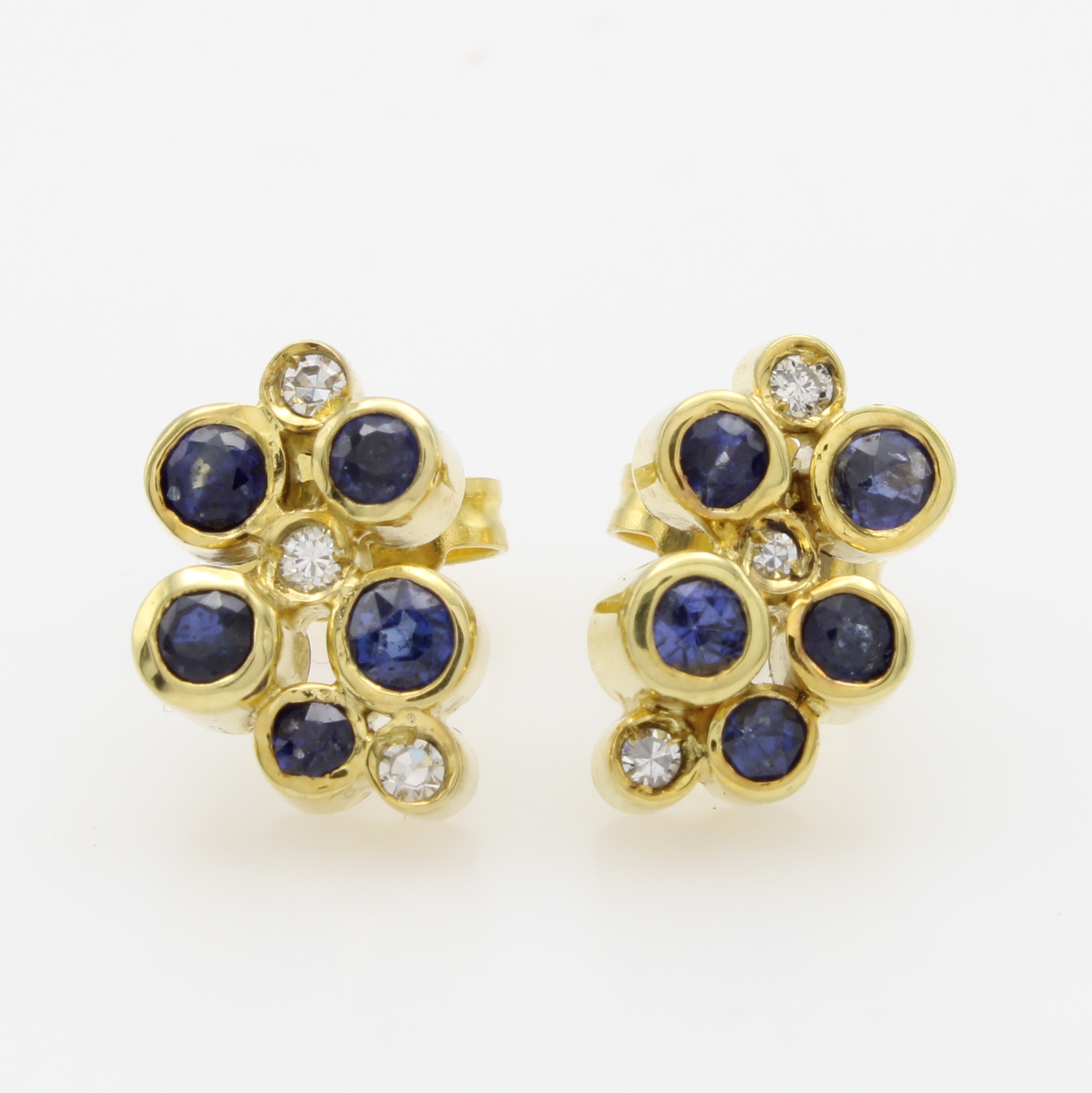 Image 27062875 - Paar Ohrstecker mit Saphiren und Brillanten, GG 585/000, 10 Saphire zus. ca. 1.7 ct, 6 ...