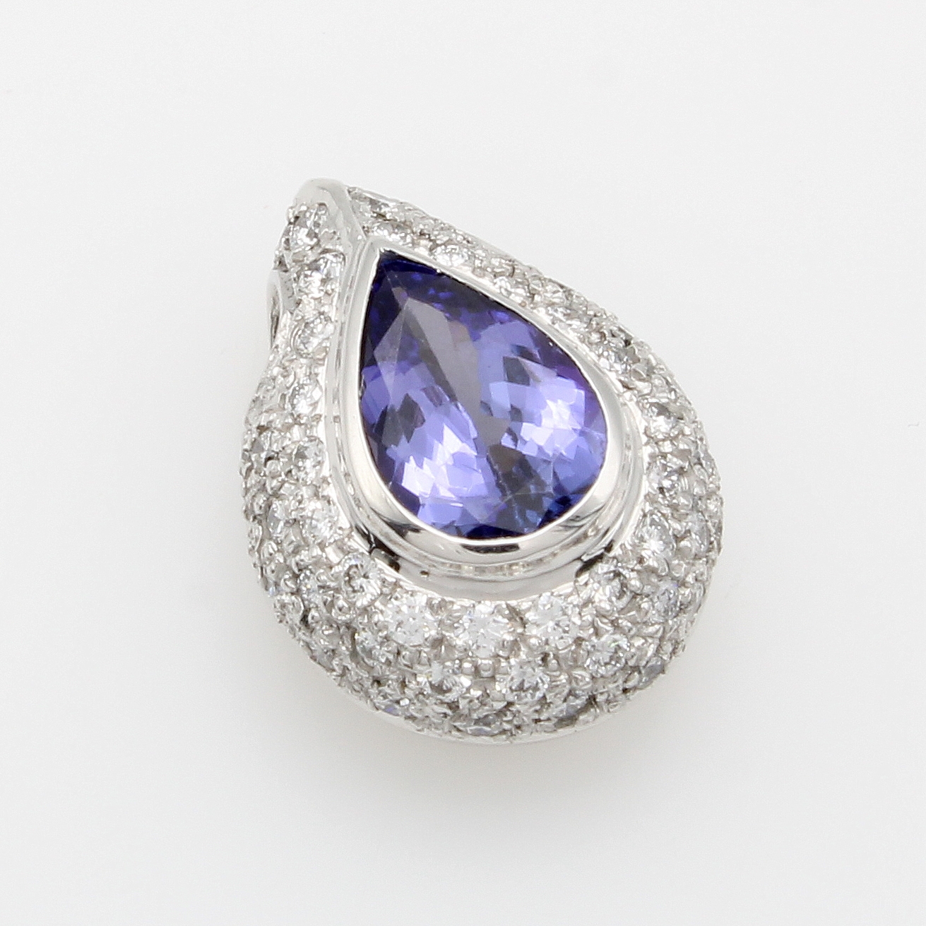 Image 27062888 - Anhänger mit Tansanit und Brillanten, WG 750/000, Tansanittropfen ca. 1.25 ct, Brill. ...