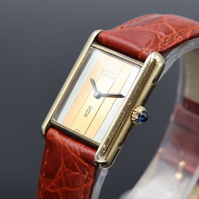 27062811b - CARTIER Tank Vermeil Damenarmbanduhr, Schweiz um 1980, Handaufzug, 2-tlg. Geh. berieben, ...