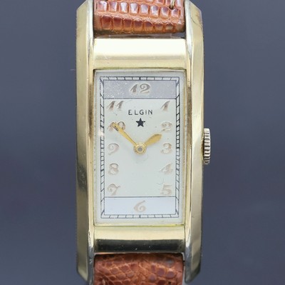 27062818a - 3 rechteckige Armbanduhren, USA um 1940/50, 2 x Elgin, davon 1 x 2-teil. GG 585/000 ...