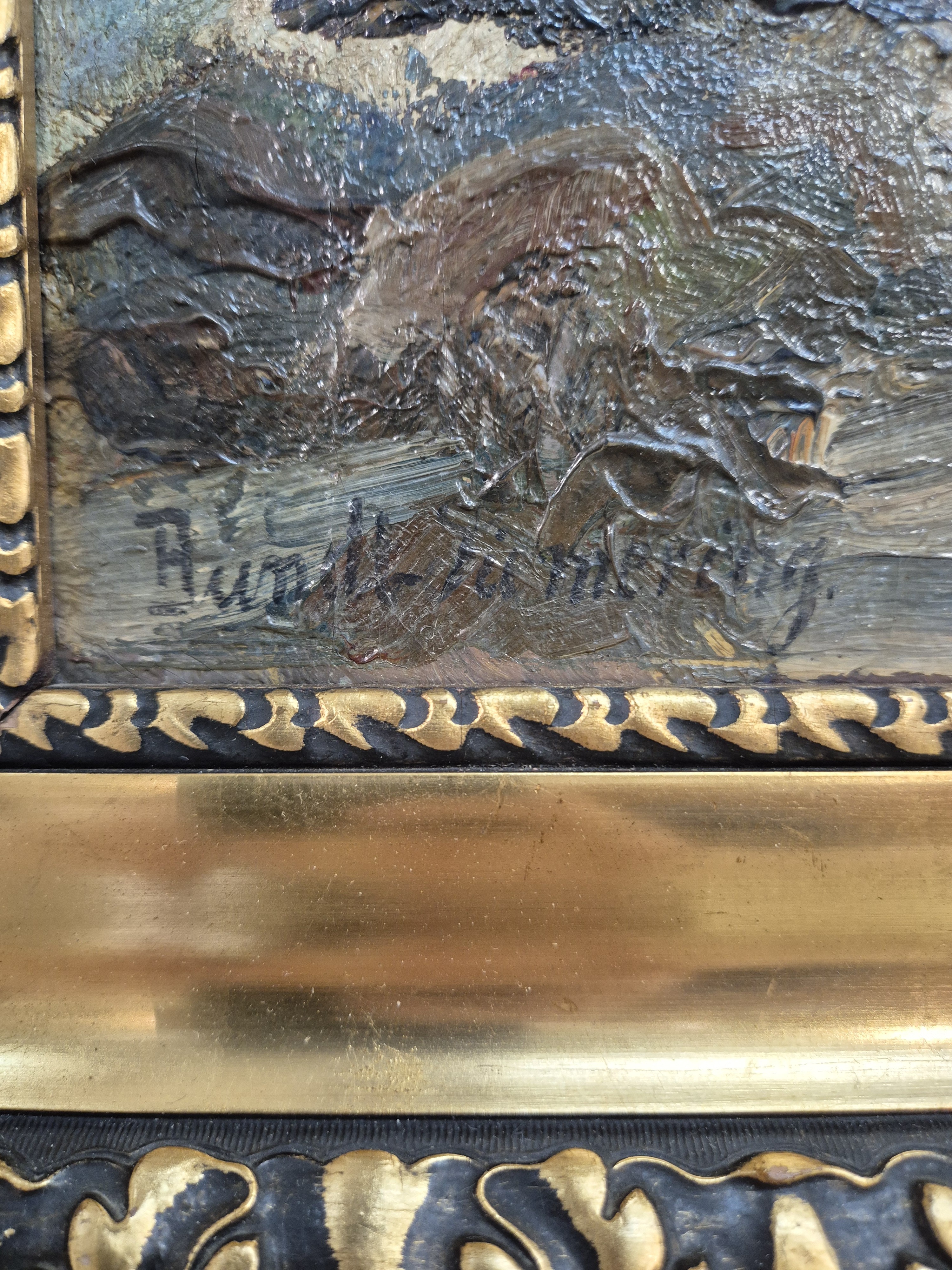 Detail b: Ungedeuteter Landschafter Anfang des 20.Jh., Küstenlandschaft in impressiver Auffassung, links unten signiert "Bundt...", Öl/Lwd, ...