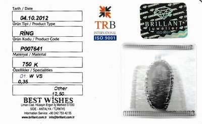 27062904a - 18 kt Gold Mondstein Brillant Ring, GG/WG 750/000, hoch aufgebauter facett. Mondstein ...